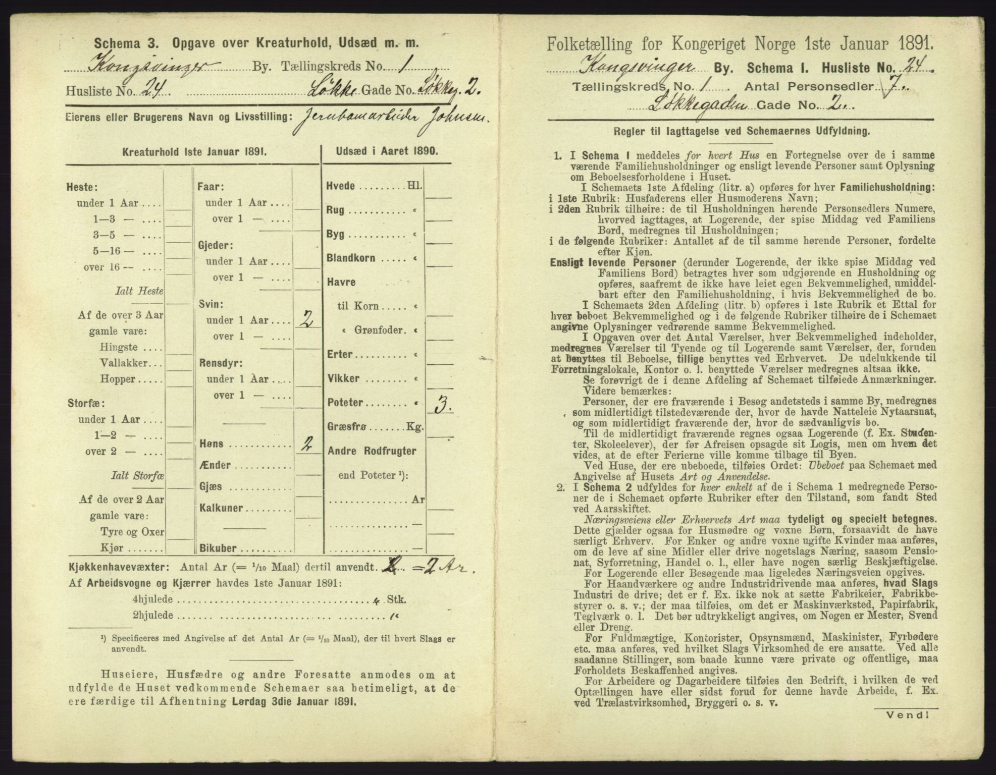 RA, 1891 census for 0402 Kongsvinger, 1891, p. 67