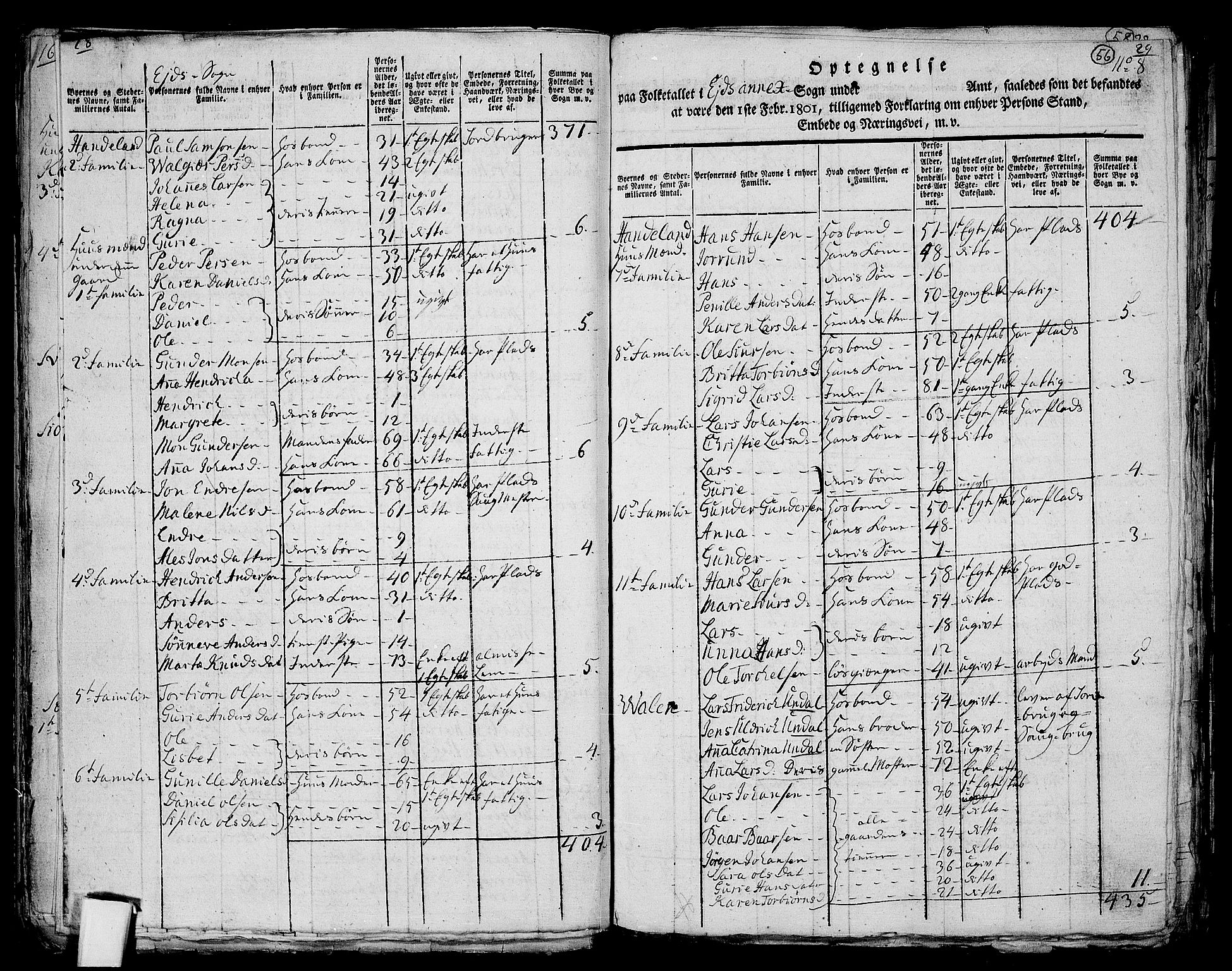 RA, 1801 census for 1213P Fjelberg, 1801, p. 55b-56a