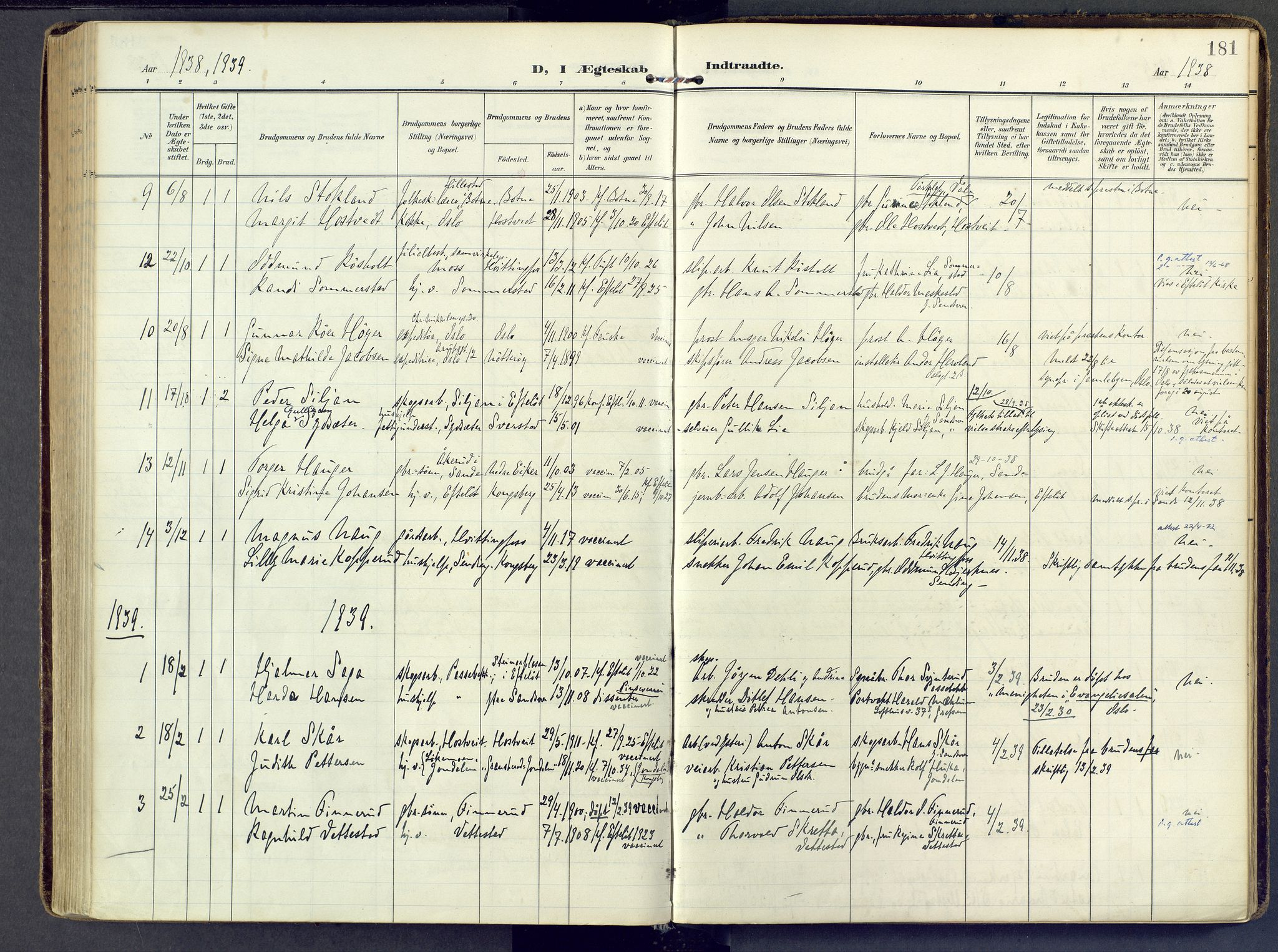 Sandsvær kirkebøker, AV/SAKO-A-244/F/Fb/L0002: Parish register (official) no. II 2, 1906-1956, p. 181