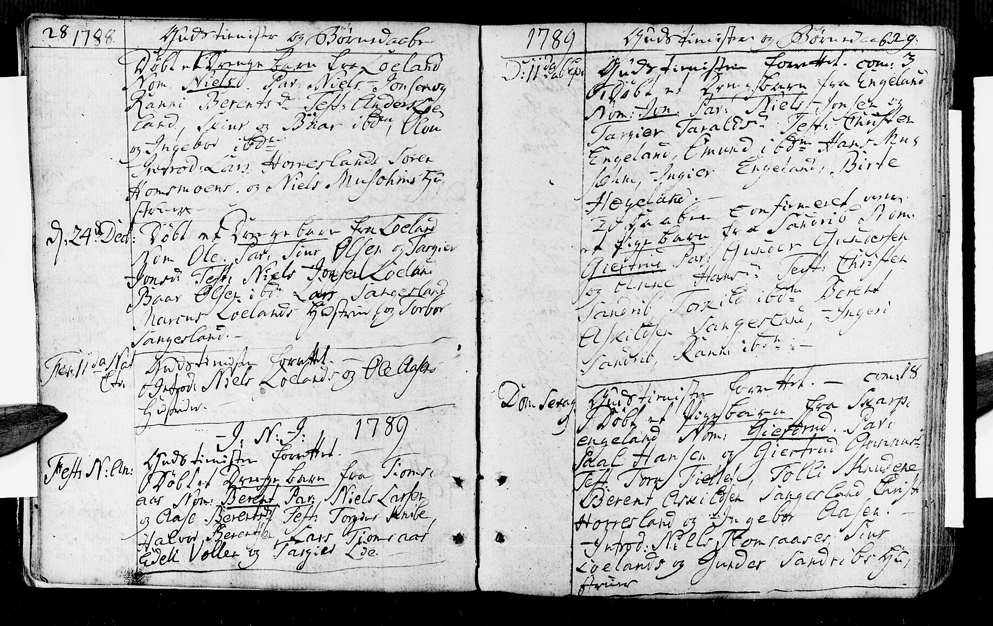 Vennesla sokneprestkontor, AV/SAK-1111-0045/Fa/Fac/L0002: Parish register (official) no. A 2, 1785-1834, p. 28-29