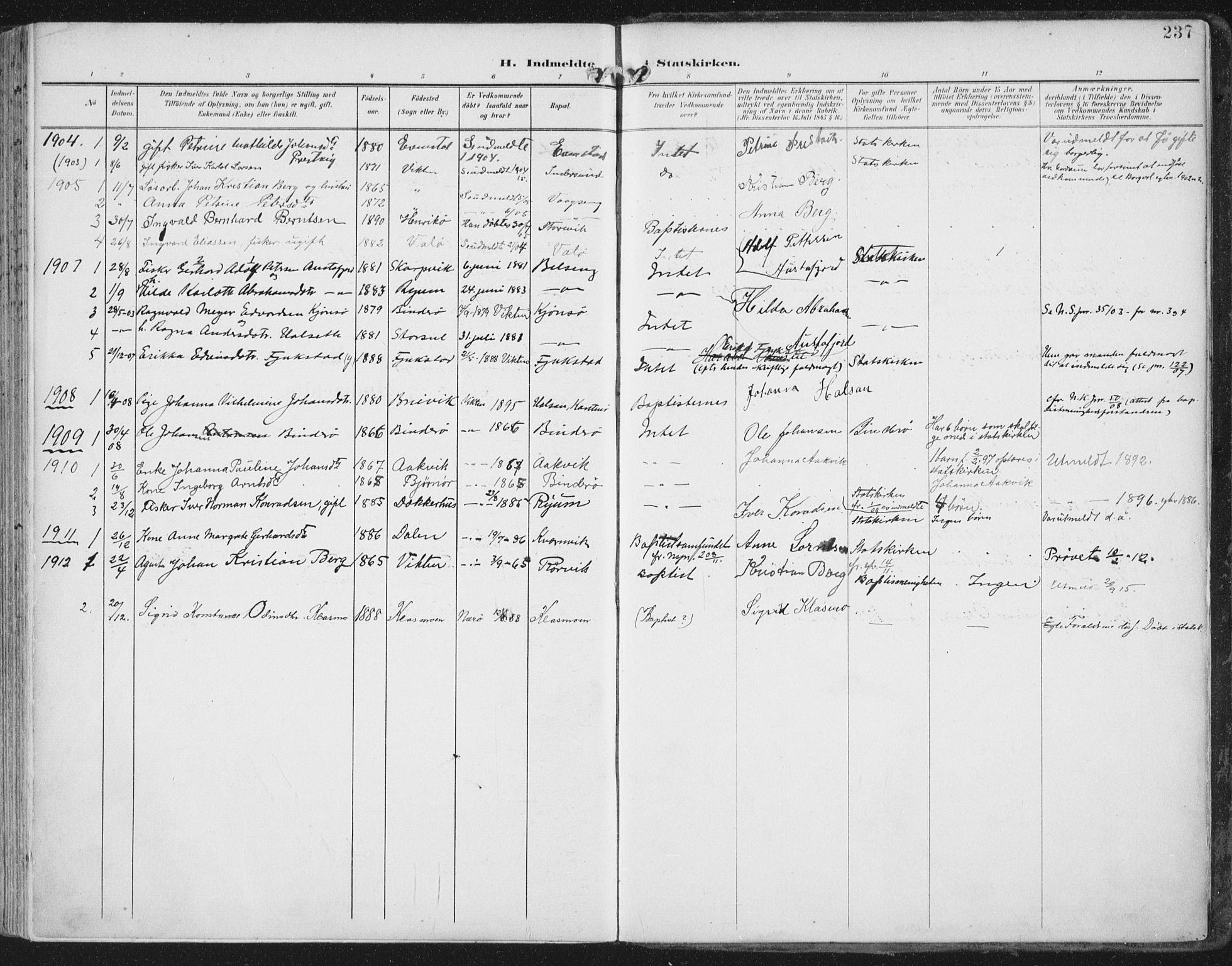 Ministerialprotokoller, klokkerbøker og fødselsregistre - Nord-Trøndelag, AV/SAT-A-1458/786/L0688: Parish register (official) no. 786A04, 1899-1912, p. 237