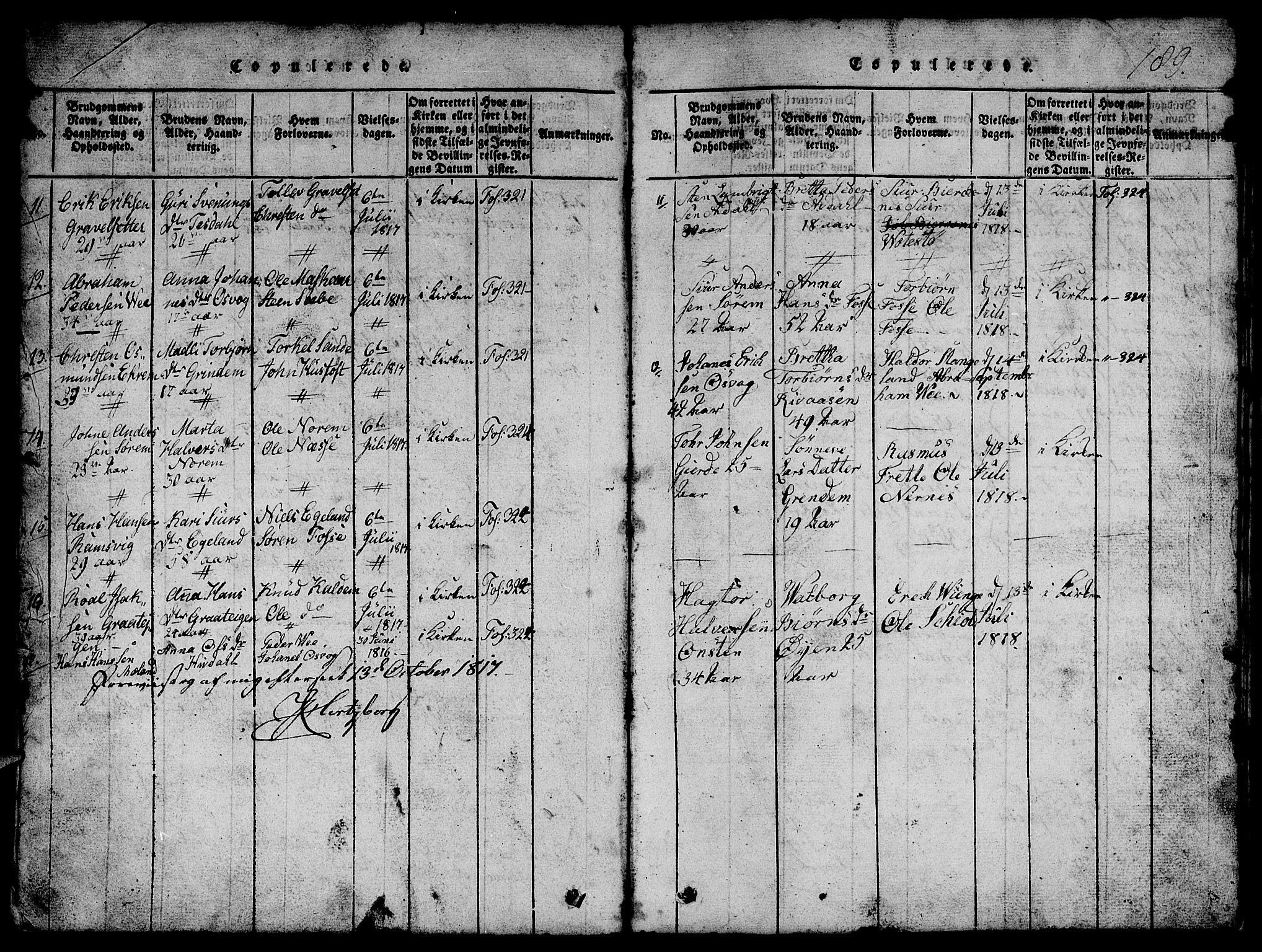 Etne sokneprestembete, SAB/A-75001/H/Hab: Parish register (copy) no. B 1, 1815-1850, p. 189