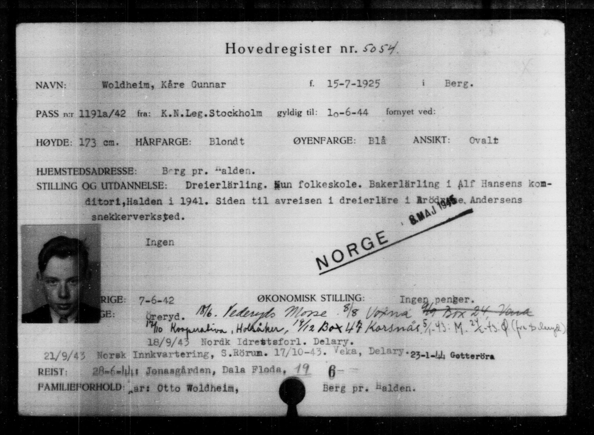 Den Kgl. Norske Legasjons Flyktningskontor, AV/RA-S-6753/V/Va/L0004: Kjesäterkartoteket.  Flyktningenr. 3496-6610, 1940-1945, p. 1844