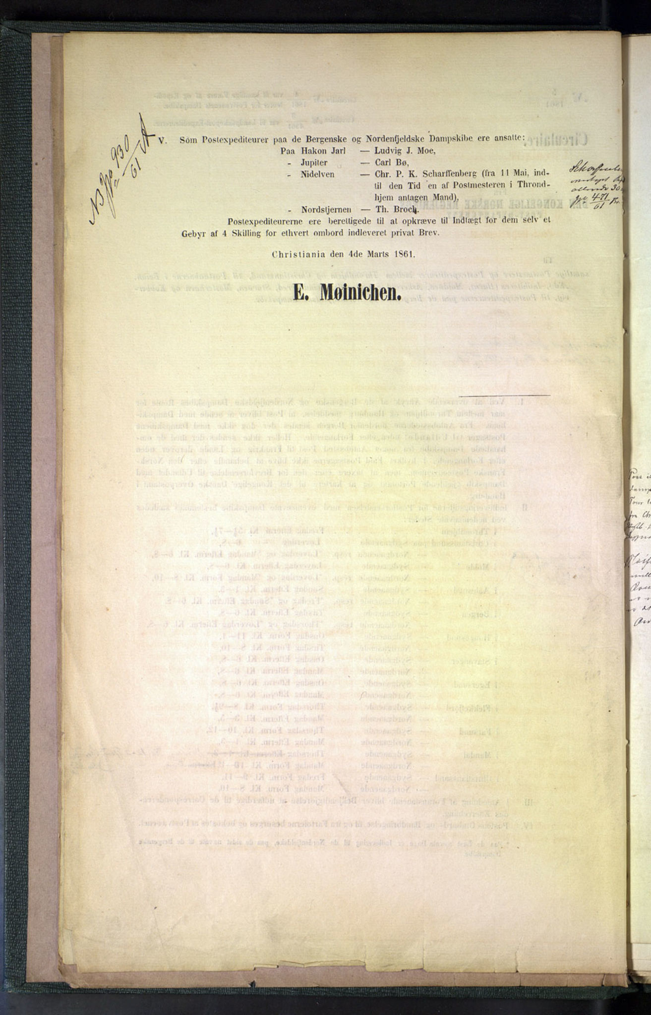 Norges Postmuseums bibliotek, NOPO/-/-/-: Sirkulærer fra Den Kongelige Norske Regjerings Postdepartement, 1861