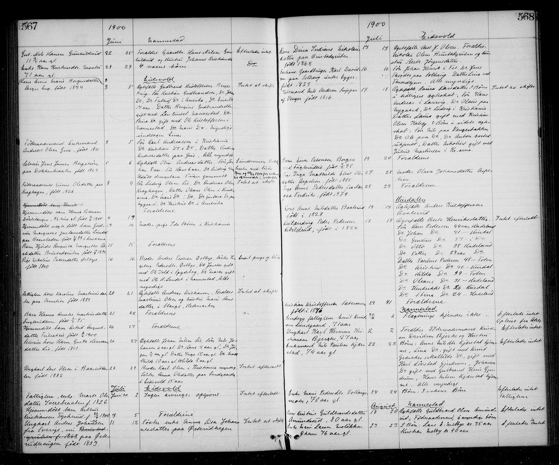 Eidsvoll tingrett, SAO/A-10371/H/Ha/Haa/L0002: Dødsmeldingsprotokoll - Sorenskriveriet, 1863-1910, p. 567-568