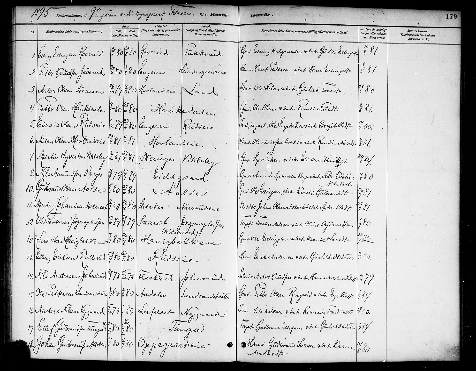 Lunder kirkebøker, AV/SAKO-A-629/G/Ga/L0004: Parish register (copy) no. I 4, 1889-1917, p. 179