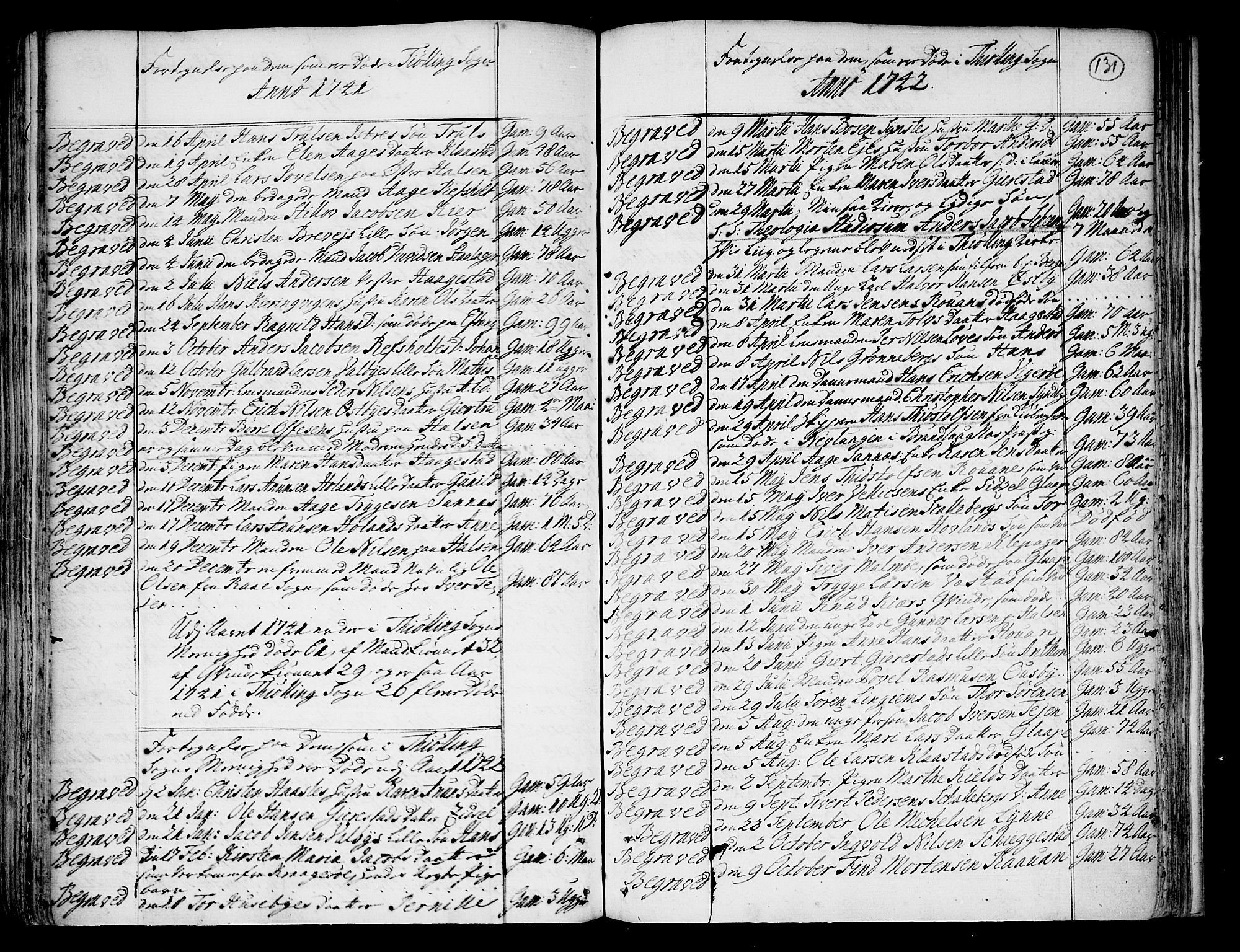 Tjølling kirkebøker, SAKO/A-60/F/Fa/L0003: Parish register (official) no. 3, 1735-1778, p. 131