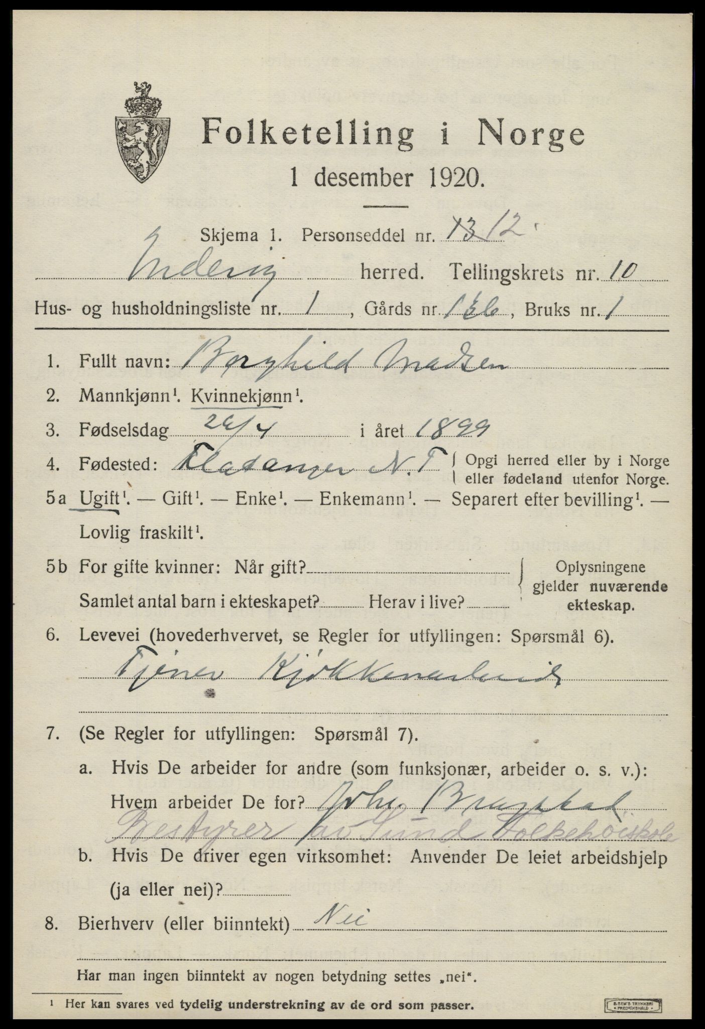 SAT, 1920 census for Inderøy, 1920, p. 6641