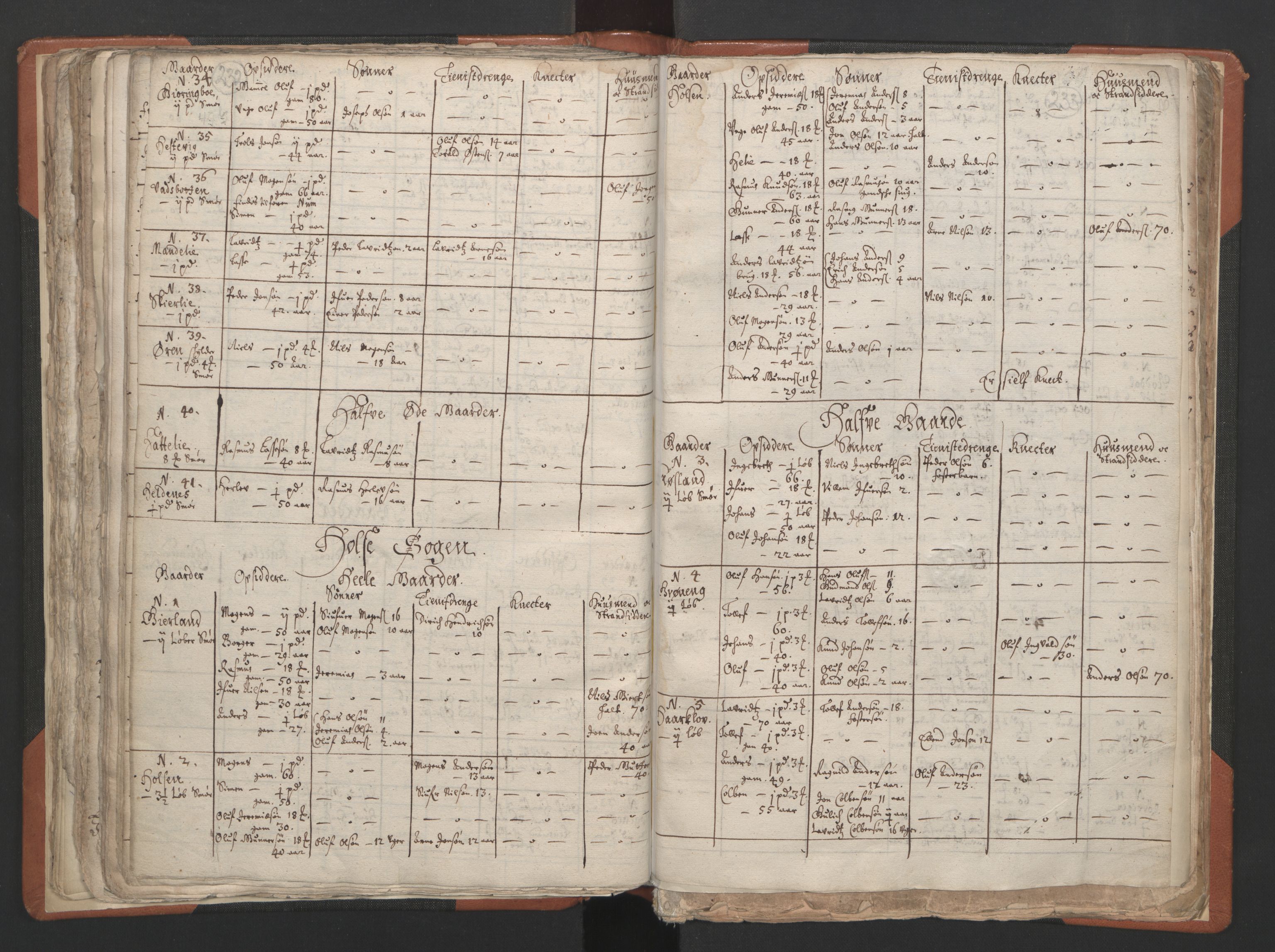 RA, Vicar's Census 1664-1666, no. 24: Sunnfjord deanery, 1664-1666, p. 232-233