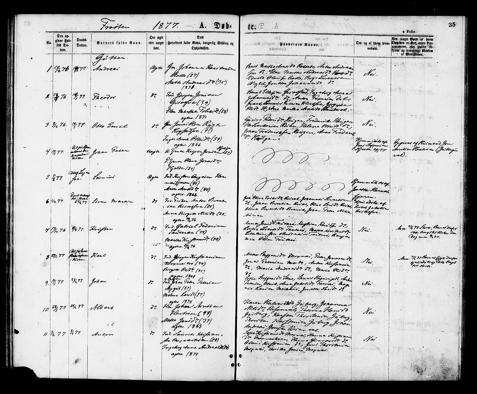 Ministerialprotokoller, klokkerbøker og fødselsregistre - Nord-Trøndelag, AV/SAT-A-1458/713/L0118: Parish register (official) no. 713A08 /1, 1875-1877, p. 35