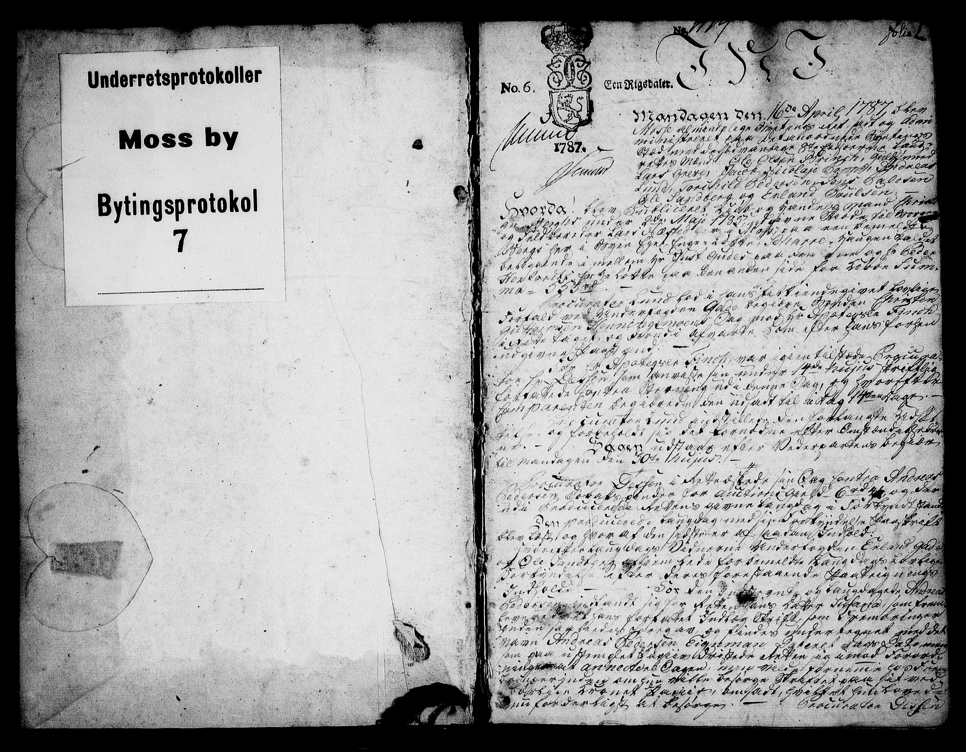 Moss byfogd, AV/SAO-A-10863/F/Fb/L0007: Tingbok, 1787-1792, p. 0b-1a
