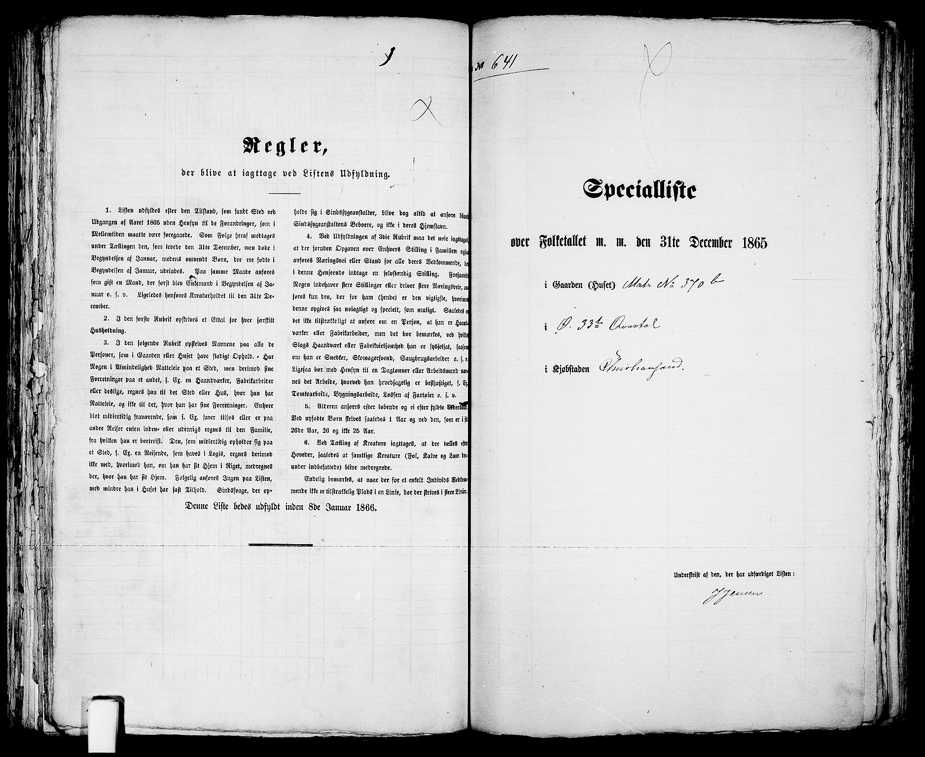 RA, 1865 census for Kristiansand, 1865, p. 1309