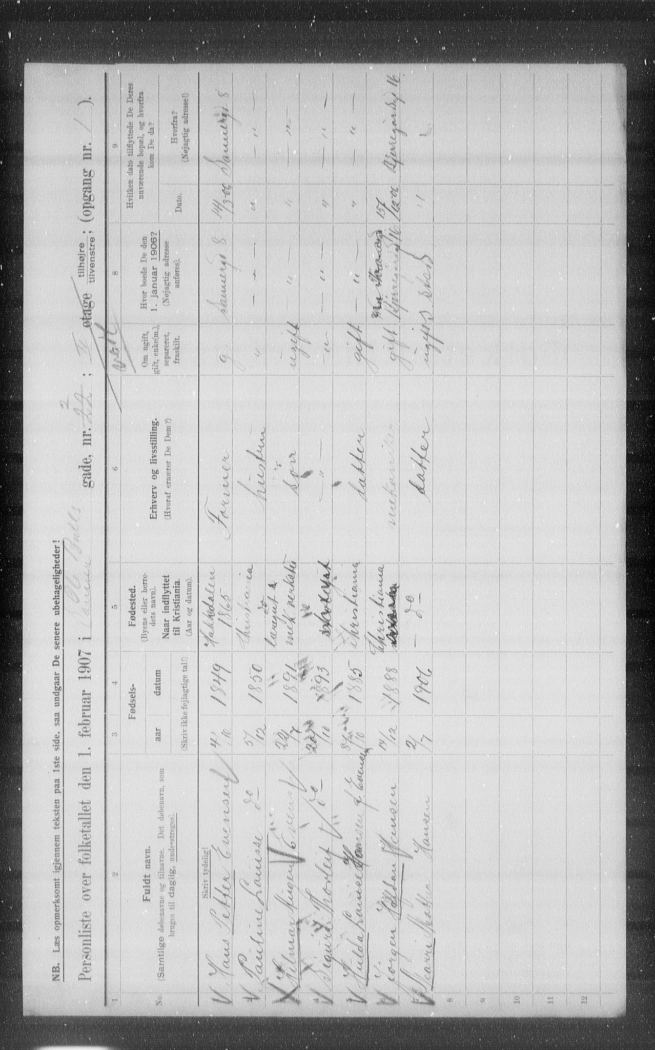 OBA, Municipal Census 1907 for Kristiania, 1907, p. 38630