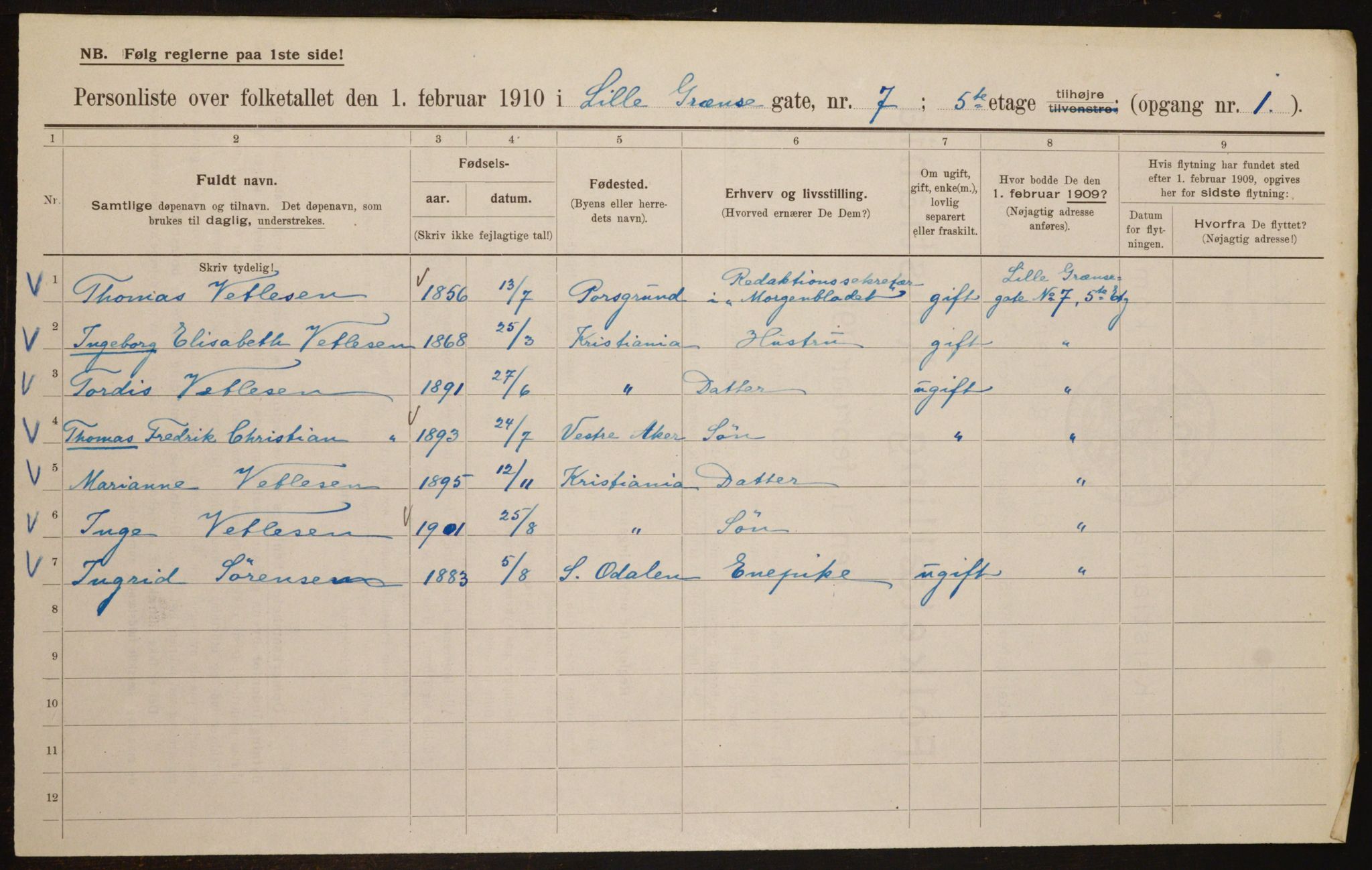 OBA, Municipal Census 1910 for Kristiania, 1910, p. 55596