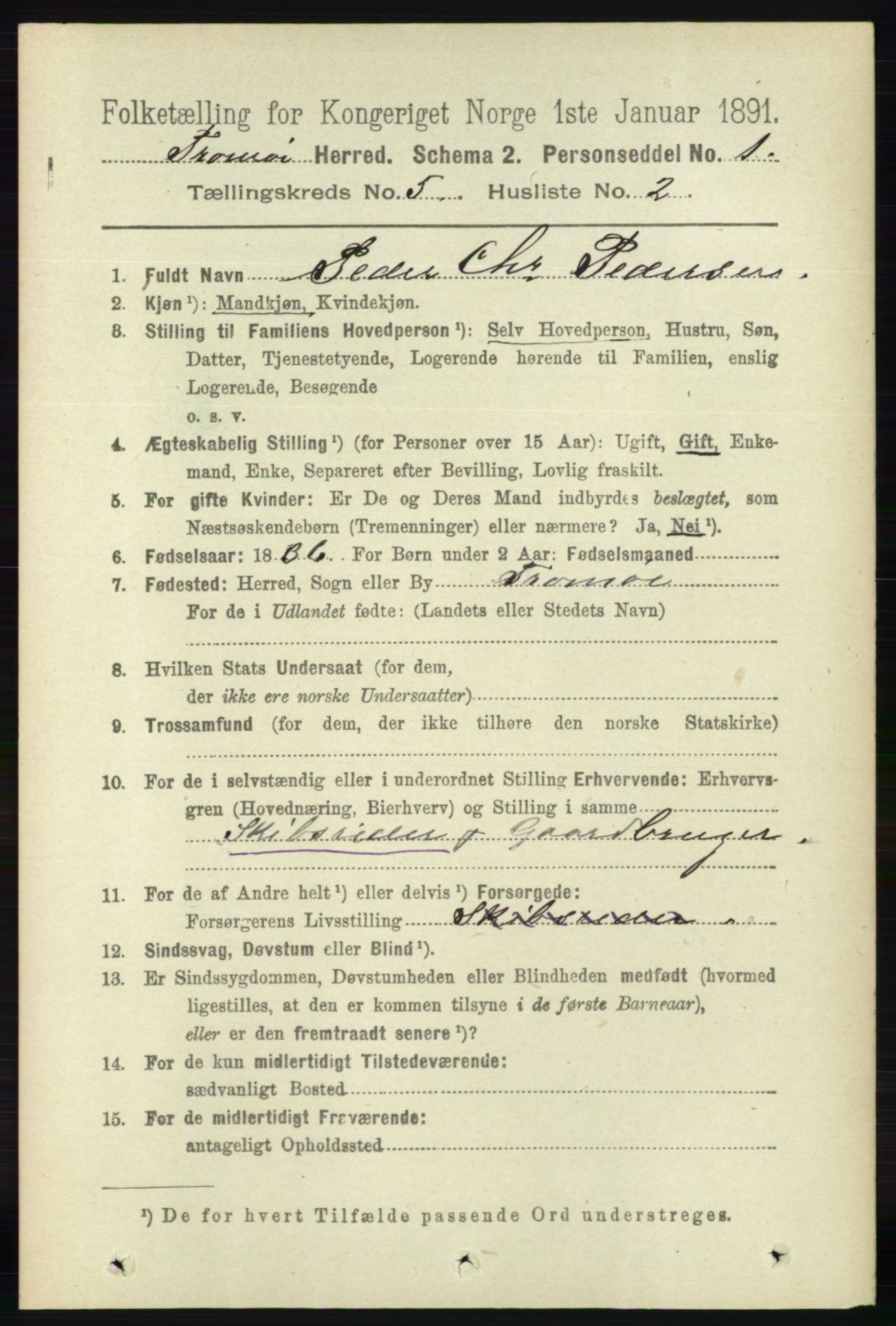 RA, 1891 census for 0921 Tromøy, 1891, p. 2201