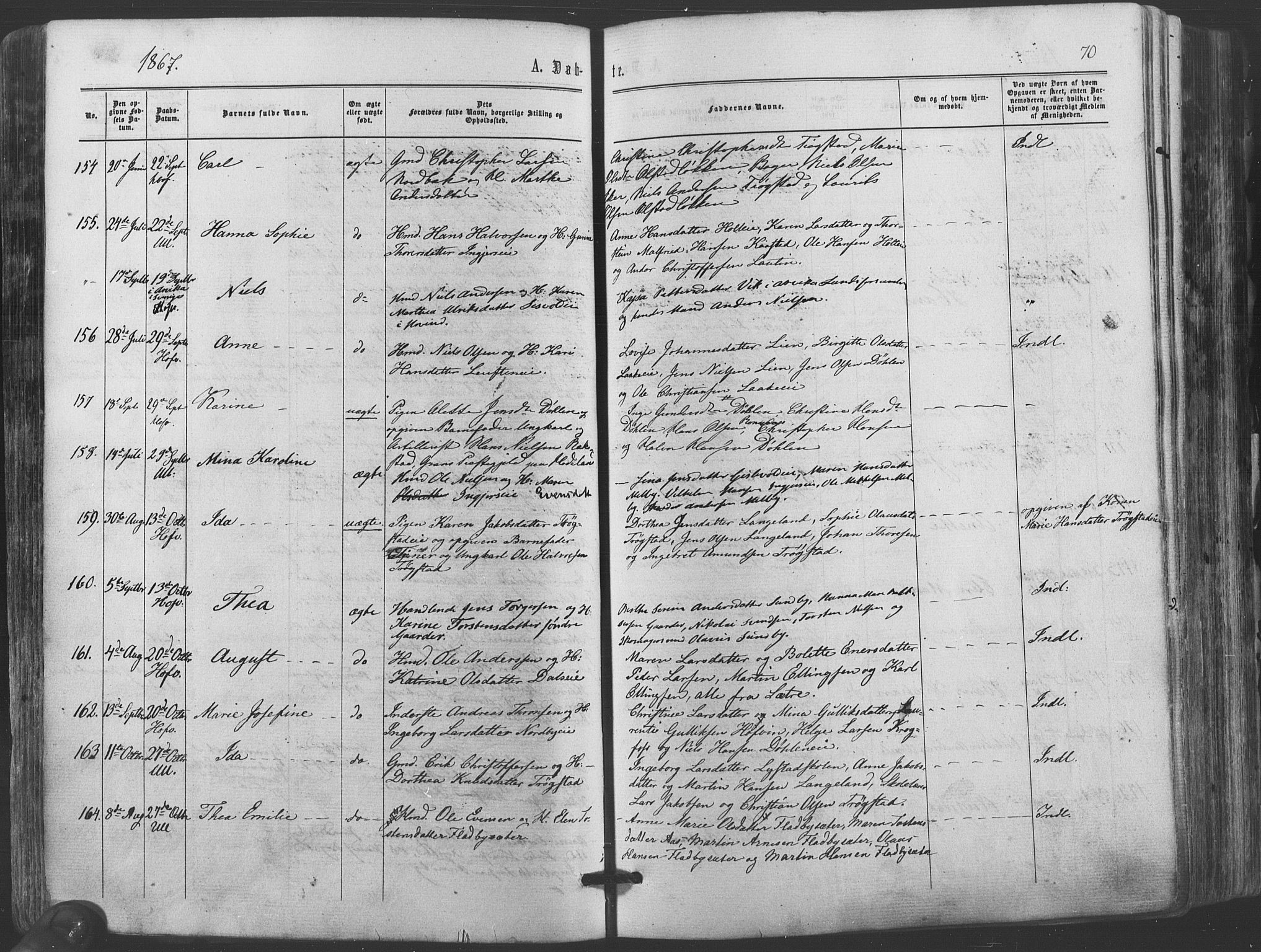 Ullensaker prestekontor Kirkebøker, SAO/A-10236a/F/Fa/L0016: Parish register (official) no. I 16, 1863-1875, p. 70