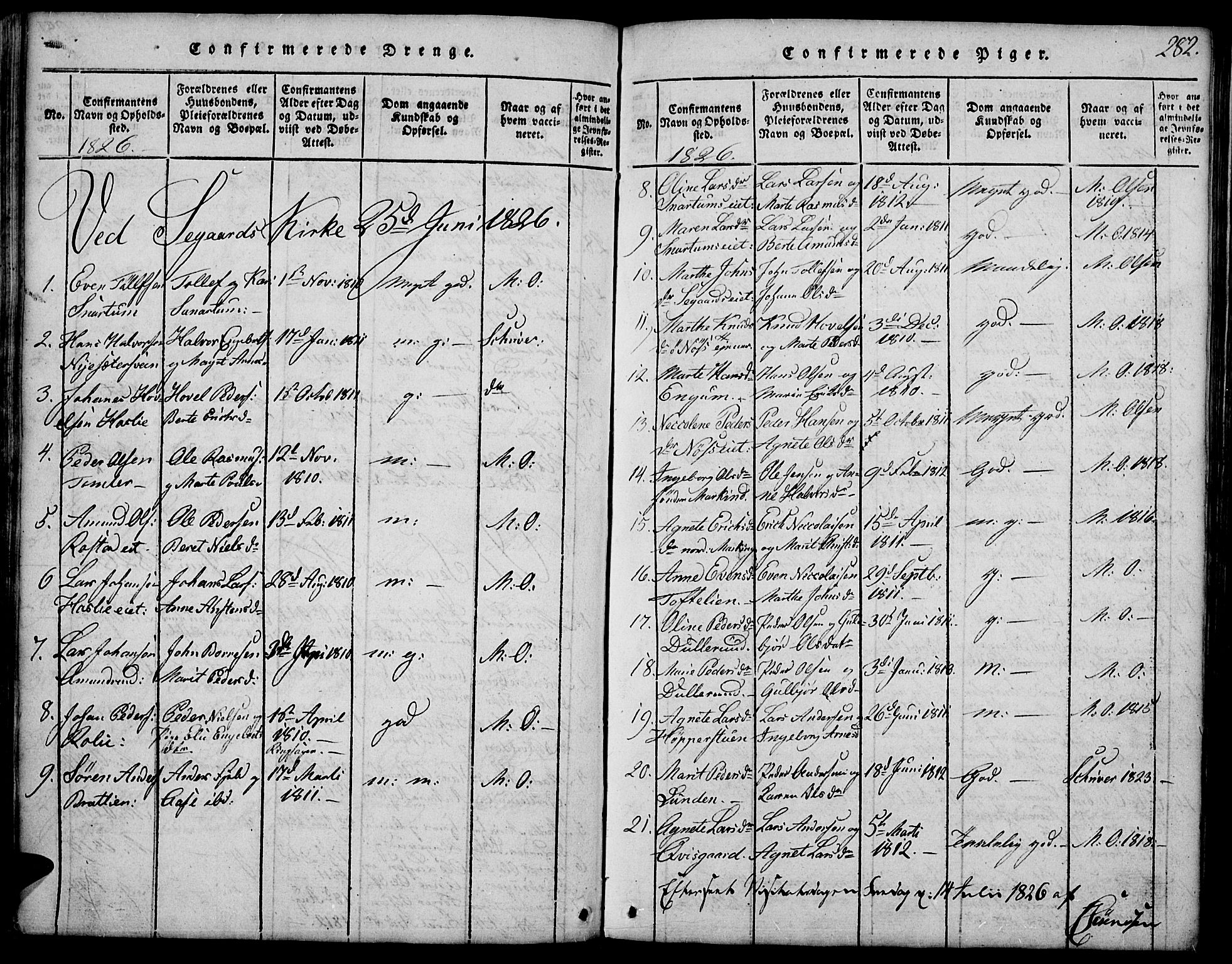 Biri prestekontor, SAH/PREST-096/H/Ha/Hab/L0001: Parish register (copy) no. 1, 1814-1828, p. 282