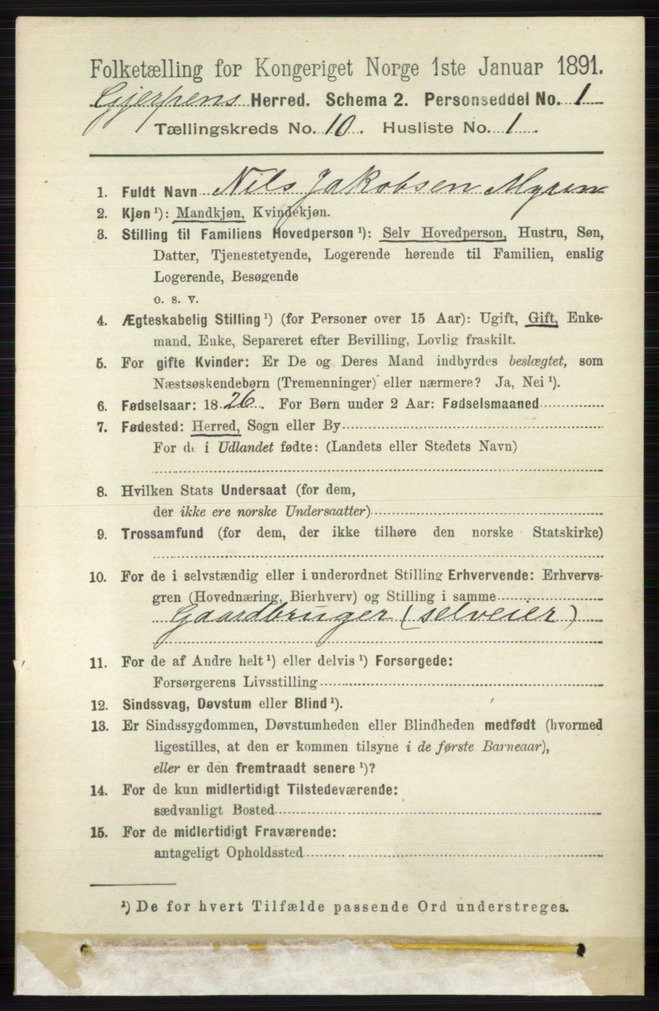 RA, 1891 census for 0812 Gjerpen, 1891, p. 6137