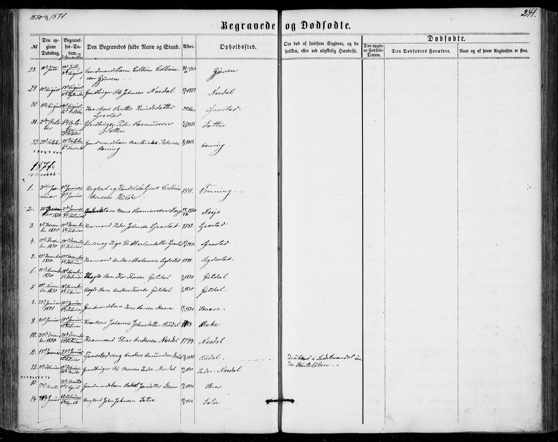 Stryn Sokneprestembete, SAB/A-82501: Parish register (official) no. A 3, 1862-1877, p. 241