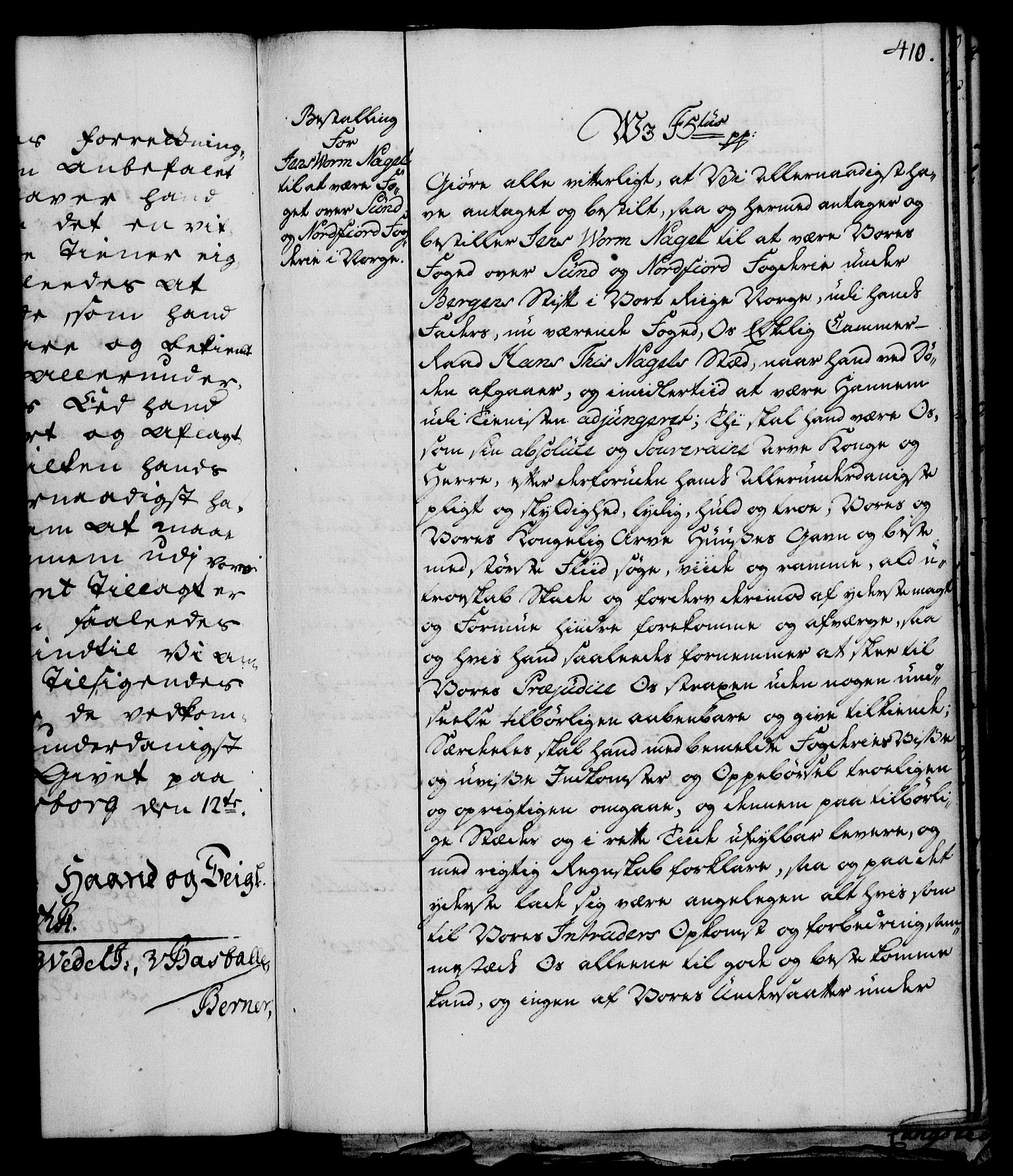 Rentekammeret, Kammerkanselliet, RA/EA-3111/G/Gg/Gge/L0003: Norsk bestallingsprotokoll med register (merket RK 53.27), 1745-1761, p. 410