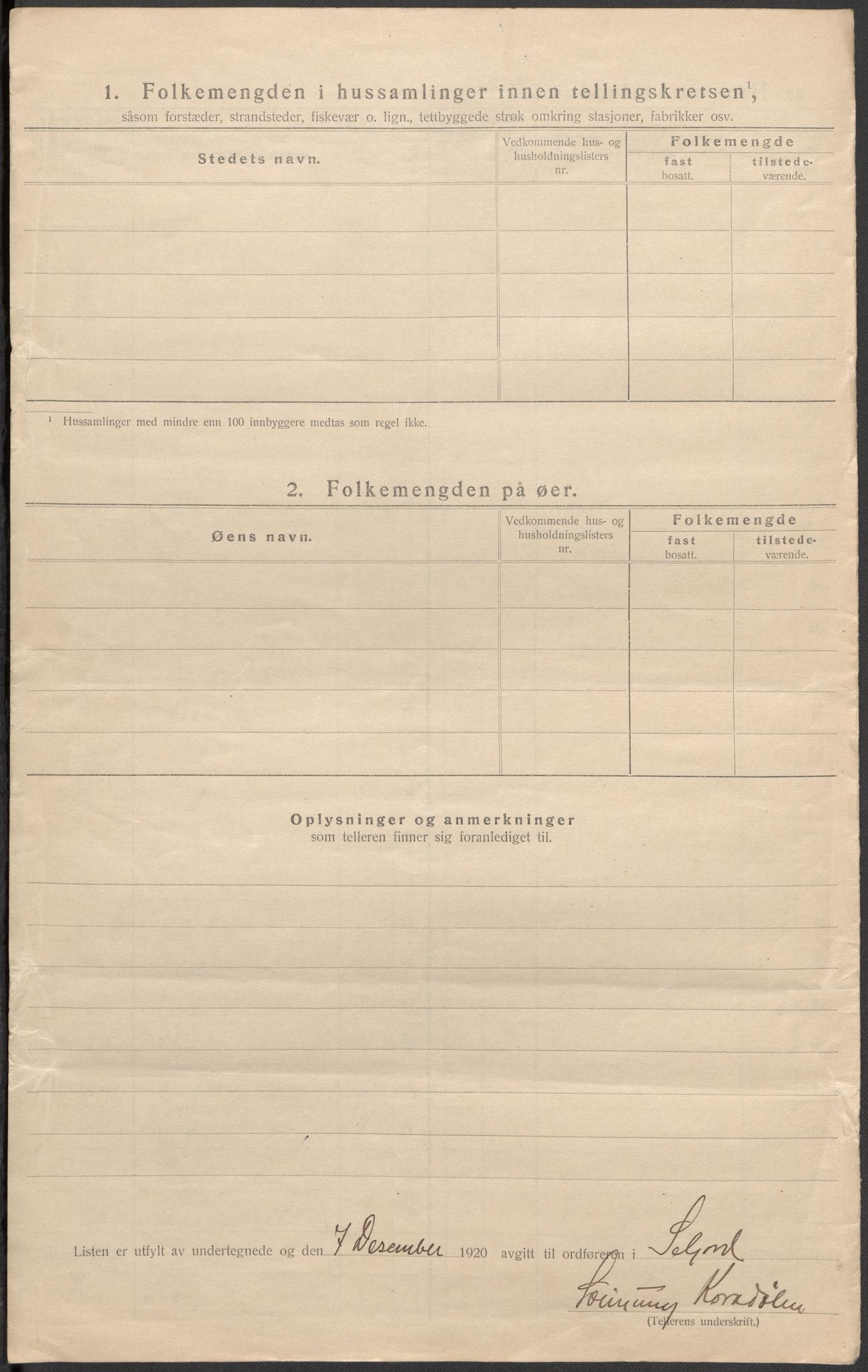 SAKO, 1920 census for Seljord, 1920, p. 20