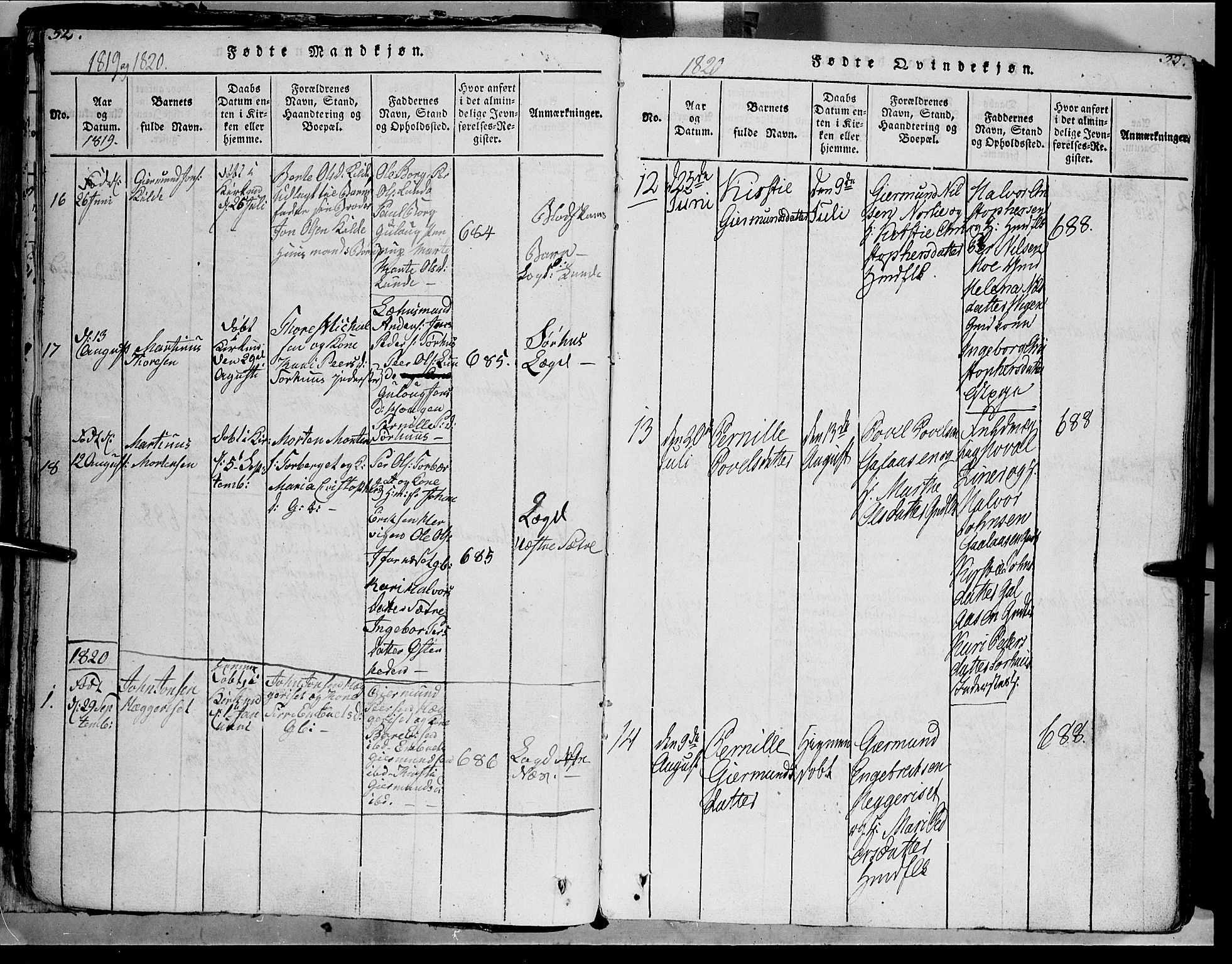 Trysil prestekontor, AV/SAH-PREST-046/H/Ha/Haa/L0003: Parish register (official) no. 3 /1, 1814-1841, p. 32-33