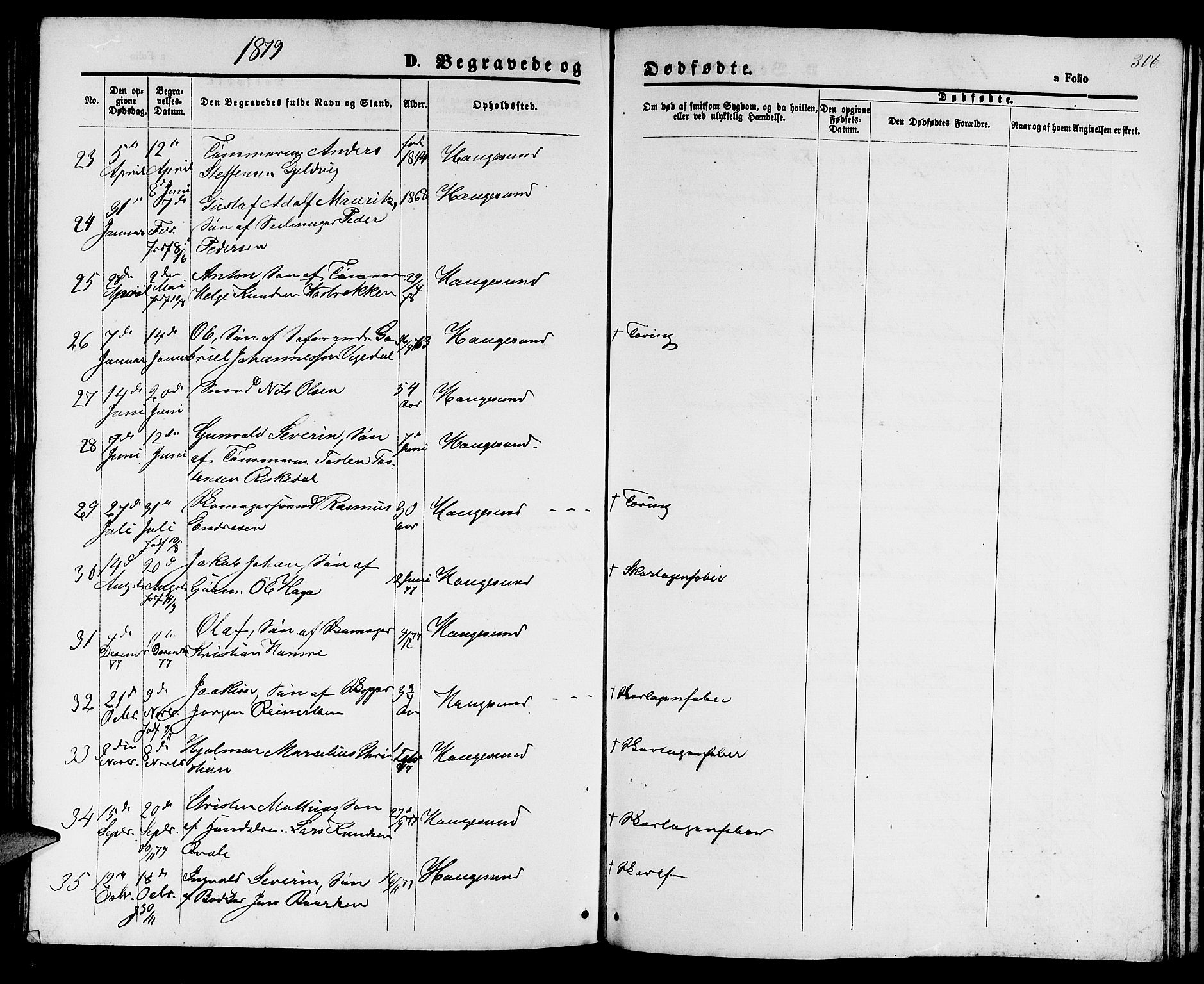 Haugesund sokneprestkontor, AV/SAST-A -101863/H/Ha/Hab/L0001: Parish register (copy) no. B 1, 1873-1881, p. 306