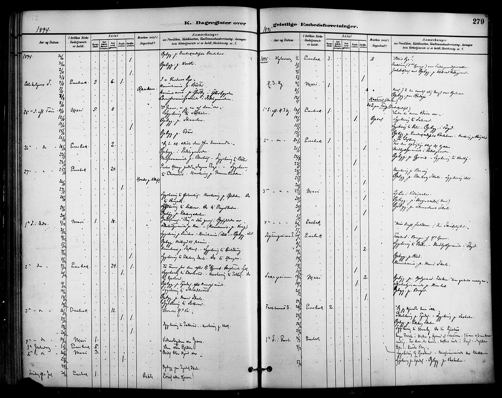Enebakk prestekontor Kirkebøker, SAO/A-10171c/F/Fa/L0016: Parish register (official) no. I 16, 1883-1898, p. 279