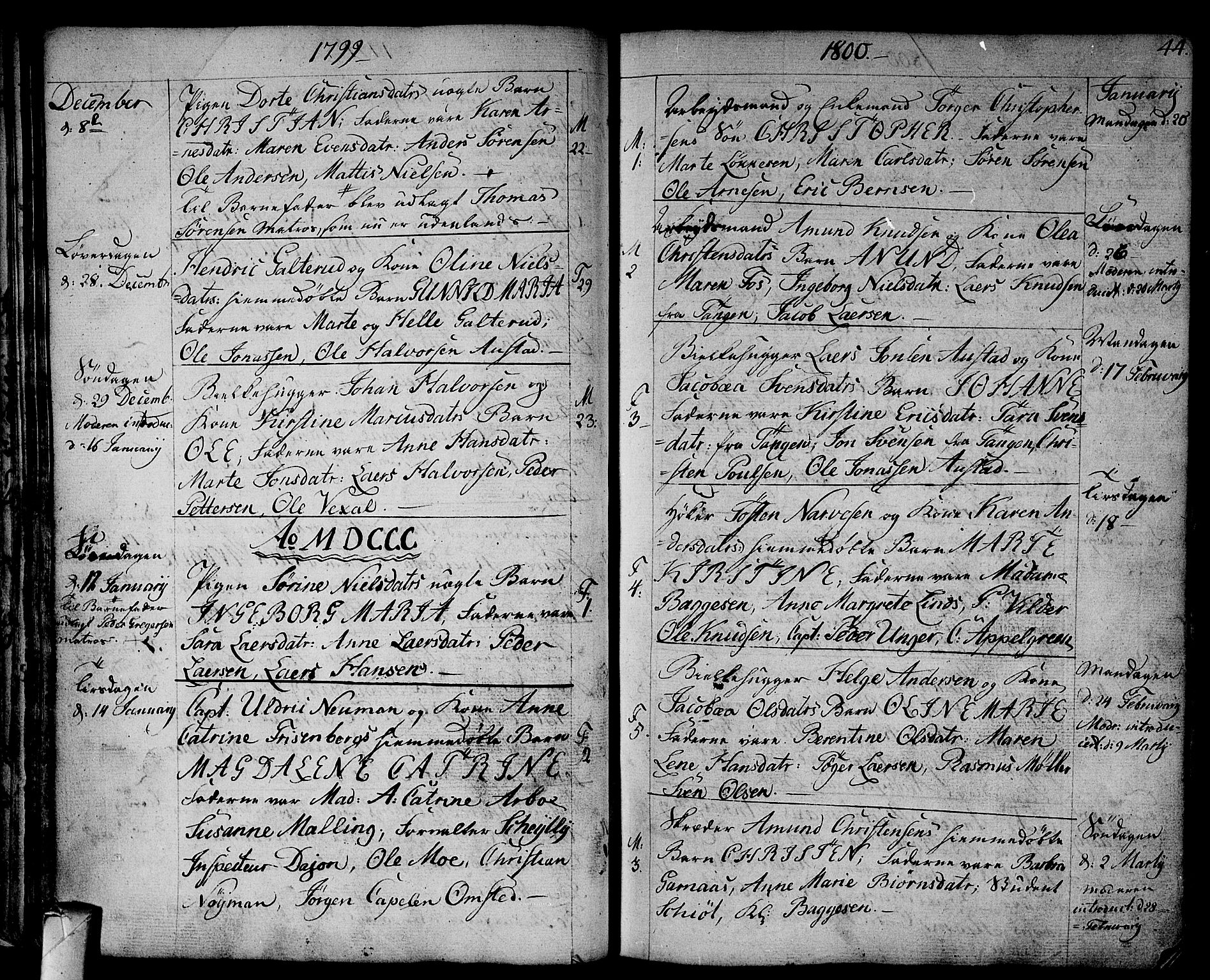 Strømsø kirkebøker, AV/SAKO-A-246/F/Fa/L0010: Parish register (official) no. I 10, 1792-1822, p. 44