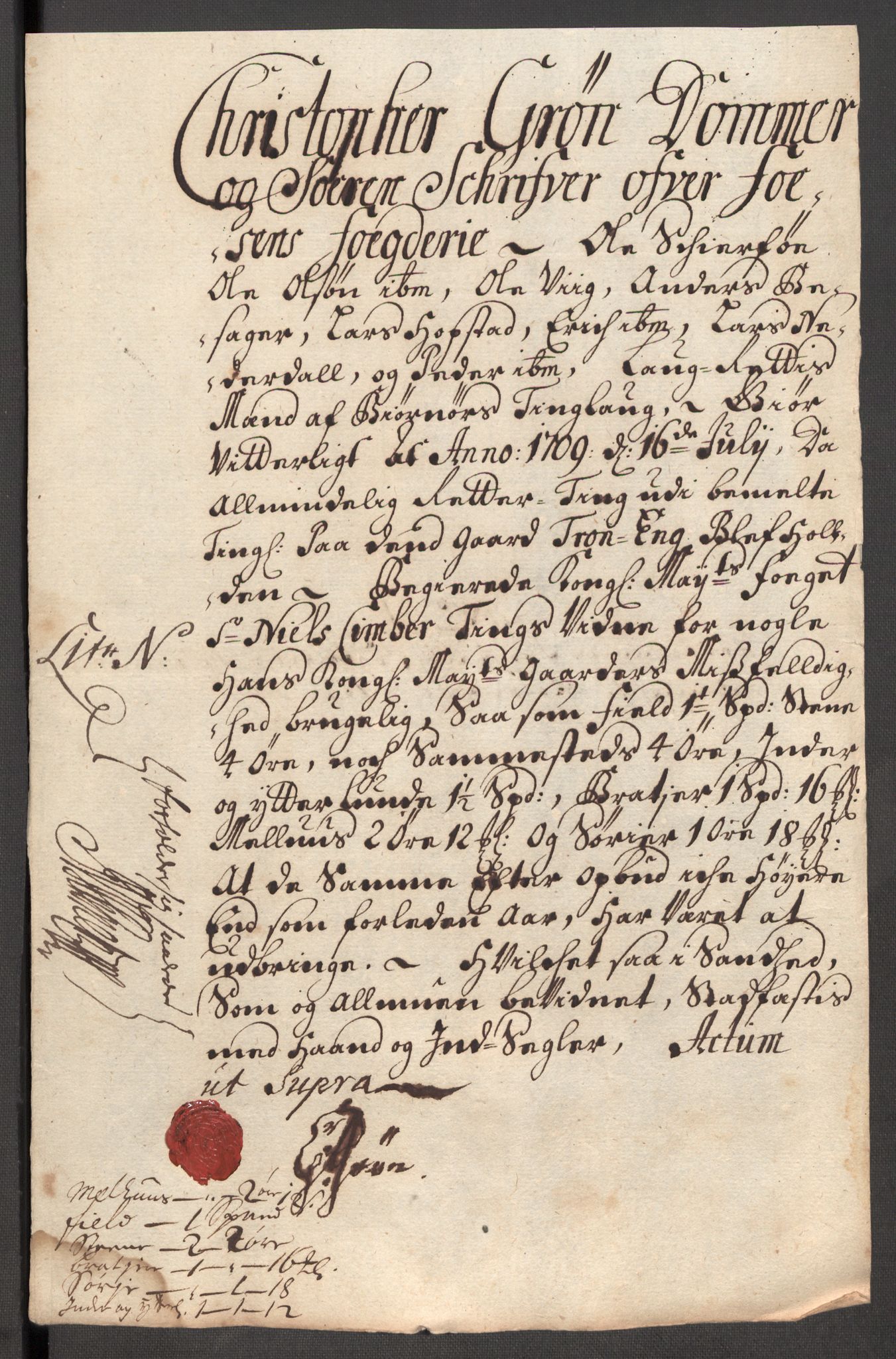 Rentekammeret inntil 1814, Reviderte regnskaper, Fogderegnskap, RA/EA-4092/R57/L3858: Fogderegnskap Fosen, 1708-1709, p. 375