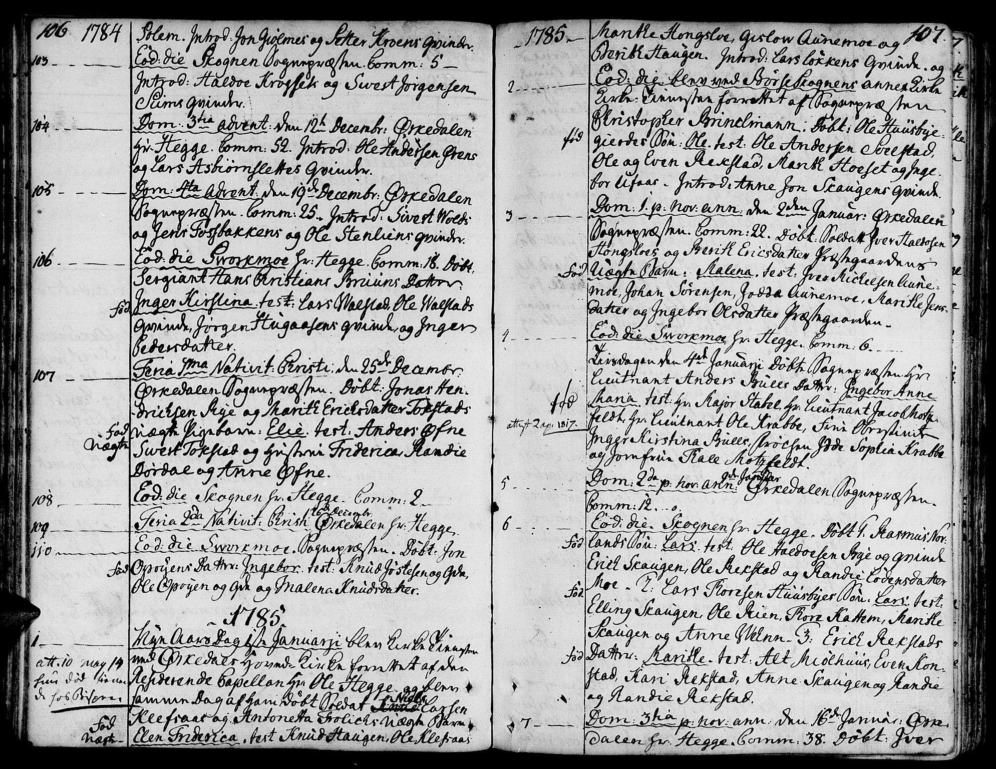 Ministerialprotokoller, klokkerbøker og fødselsregistre - Sør-Trøndelag, AV/SAT-A-1456/668/L0802: Parish register (official) no. 668A02, 1776-1799, p. 106-107