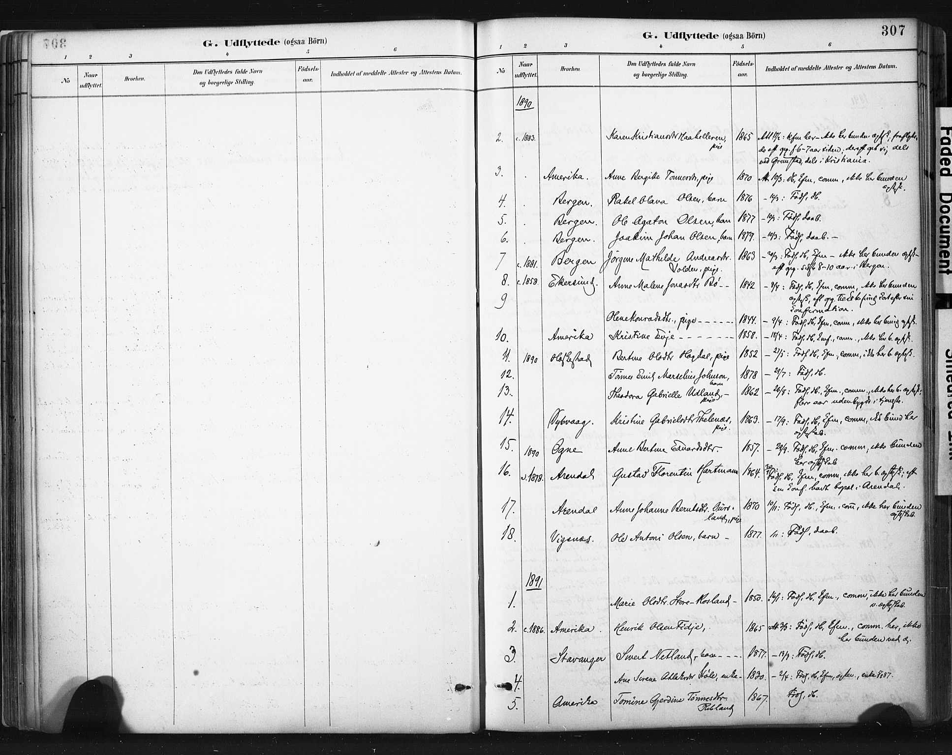 Sokndal sokneprestkontor, SAST/A-101808: Parish register (official) no. A 11.2, 1887-1905, p. 307