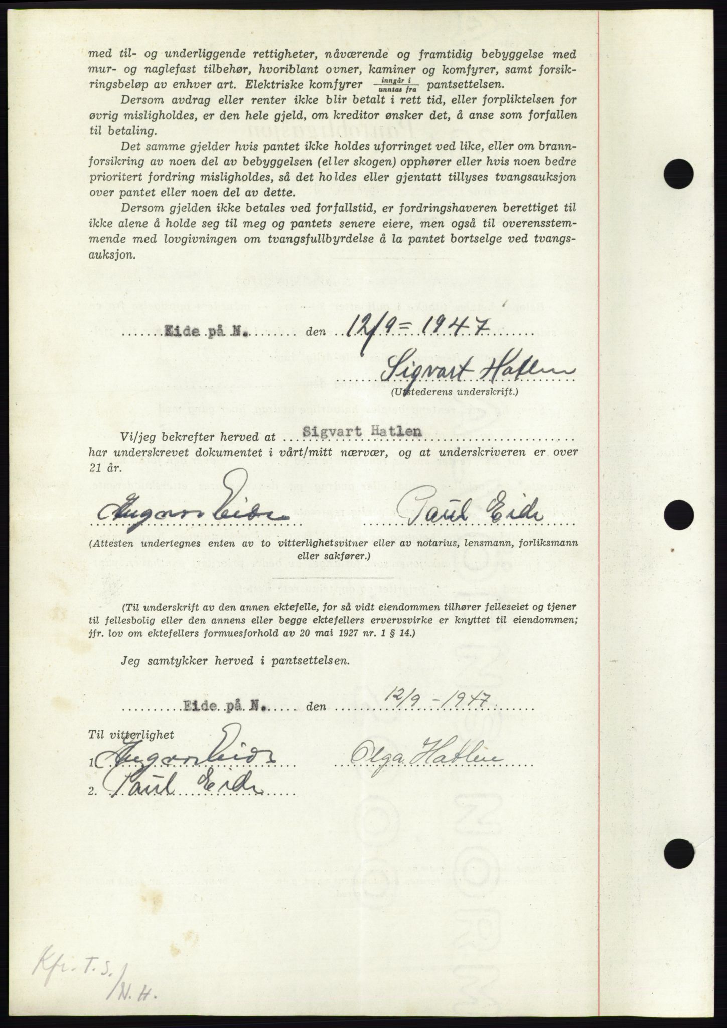 Nordmøre sorenskriveri, AV/SAT-A-4132/1/2/2Ca: Mortgage book no. B96, 1947-1947, Diary no: : 2114/1947