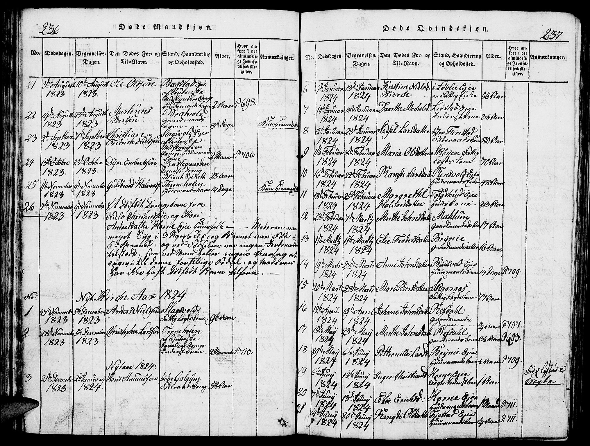 Romedal prestekontor, SAH/PREST-004/L/L0005: Parish register (copy) no. 5, 1814-1829, p. 236-237