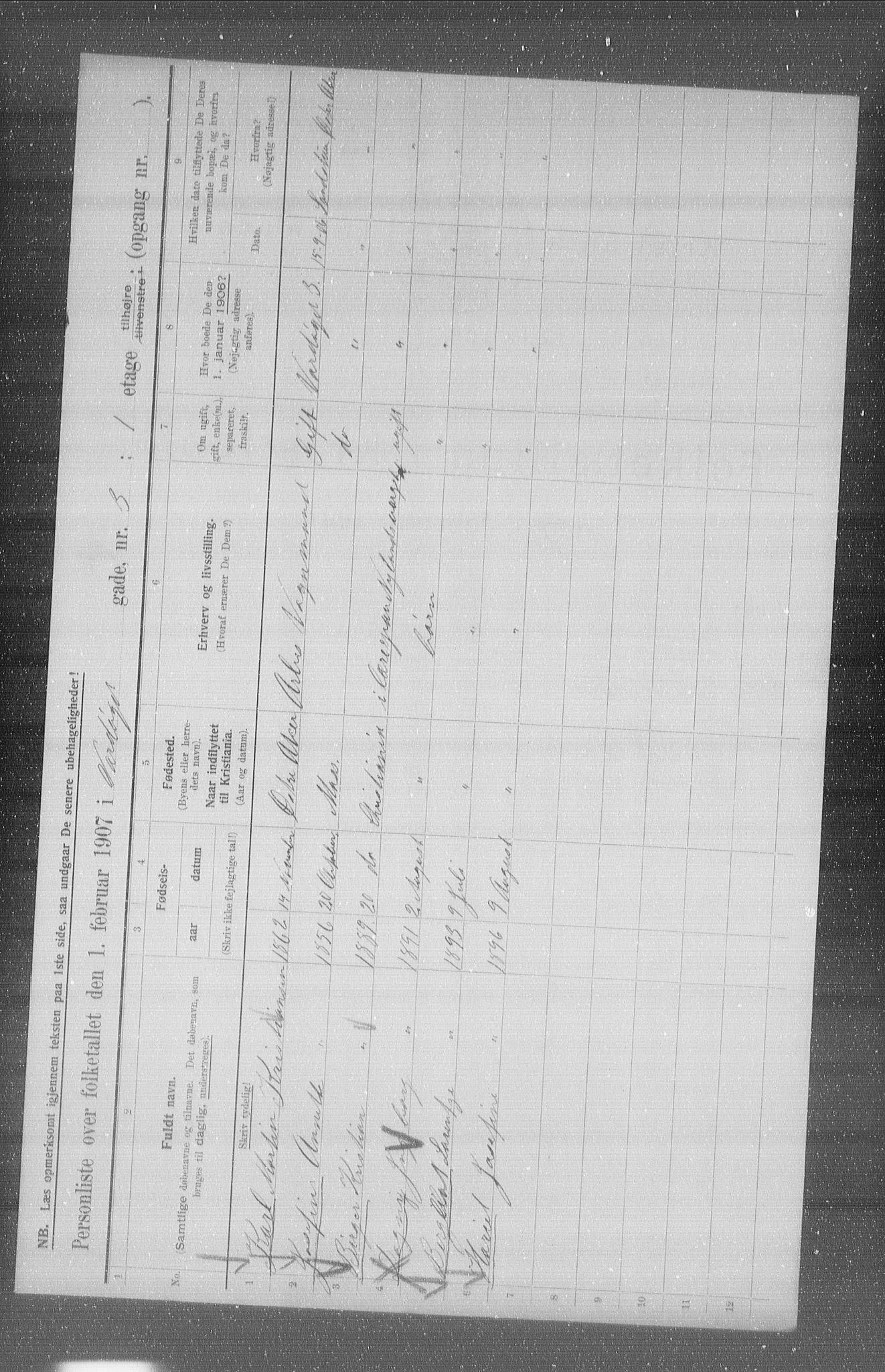 OBA, Municipal Census 1907 for Kristiania, 1907, p. 61963