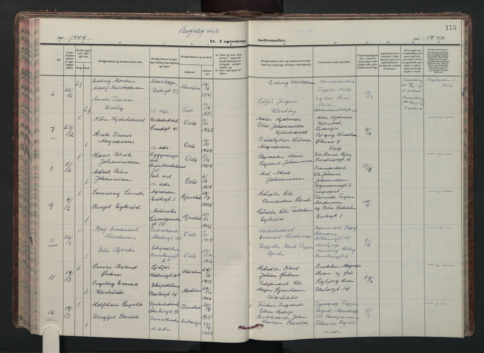 Grønland prestekontor Kirkebøker, SAO/A-10848/F/Fa/L0020: Parish register (official) no. 20, 1935-1946, p. 175