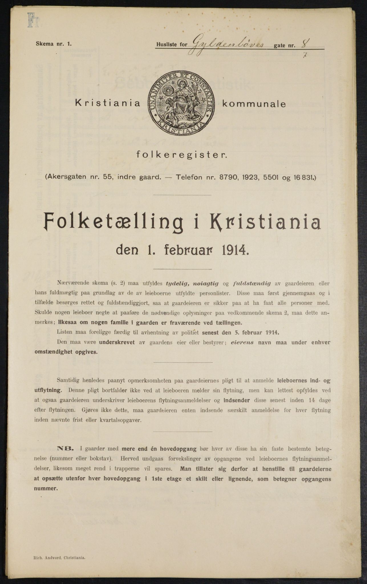 OBA, Municipal Census 1914 for Kristiania, 1914, p. 32601