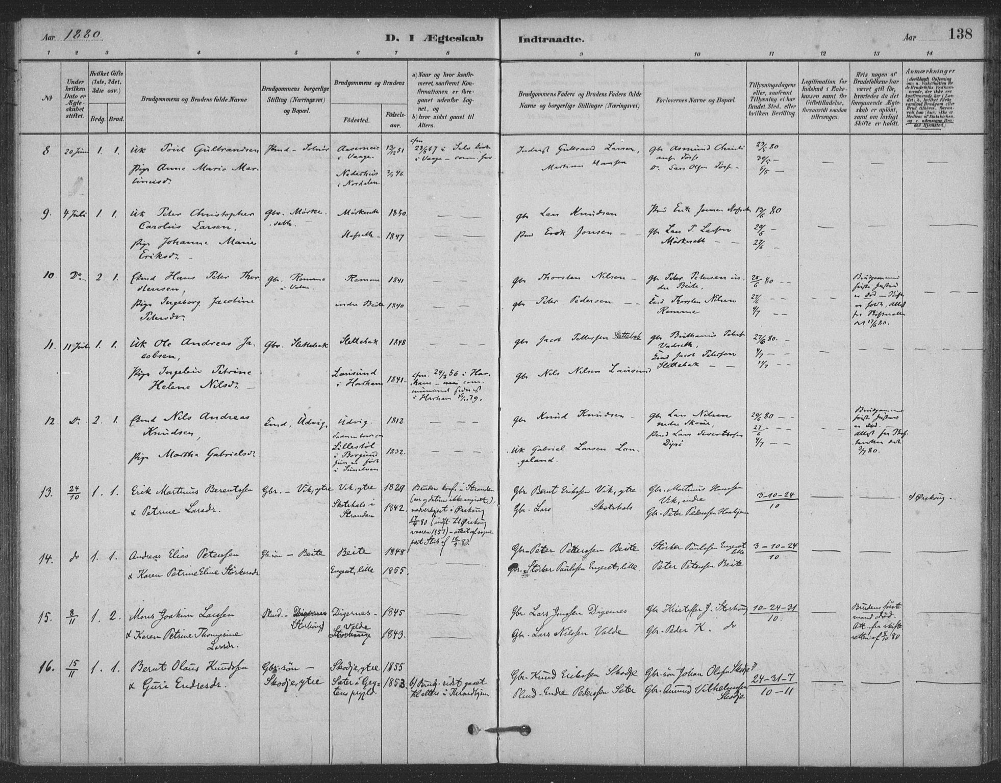 Ministerialprotokoller, klokkerbøker og fødselsregistre - Møre og Romsdal, AV/SAT-A-1454/524/L0356: Parish register (official) no. 524A08, 1880-1899, p. 138