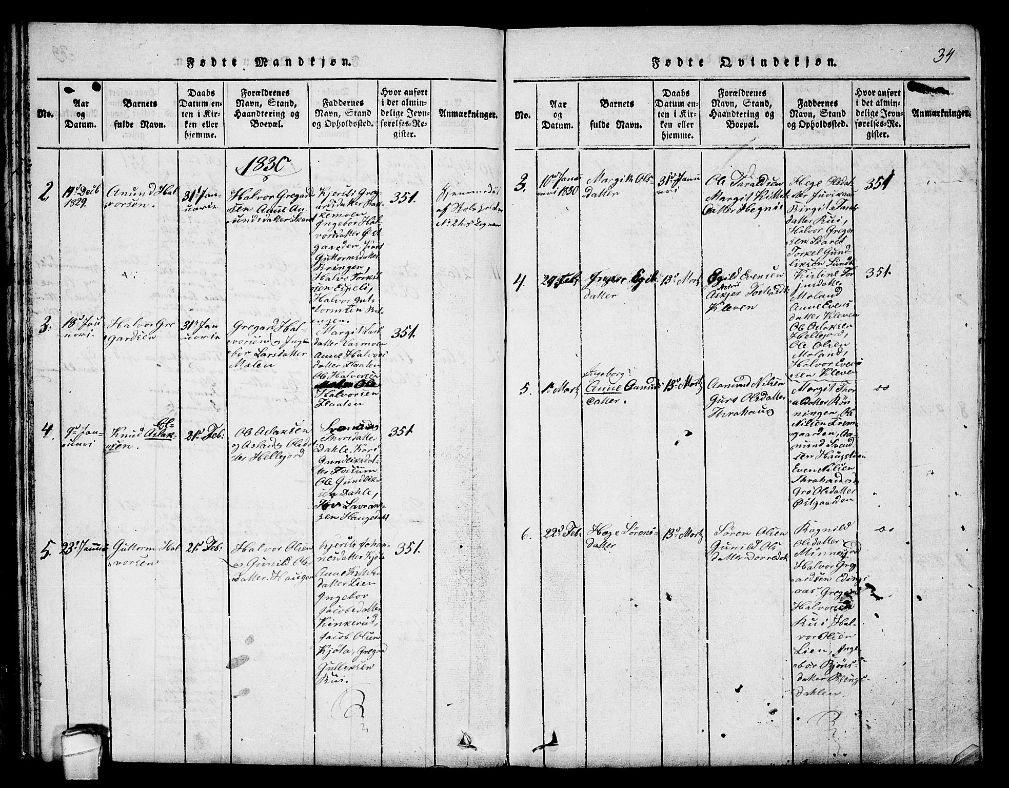 Seljord kirkebøker, SAKO/A-20/F/Fb/L0001: Parish register (official) no. II 1, 1815-1831, p. 34