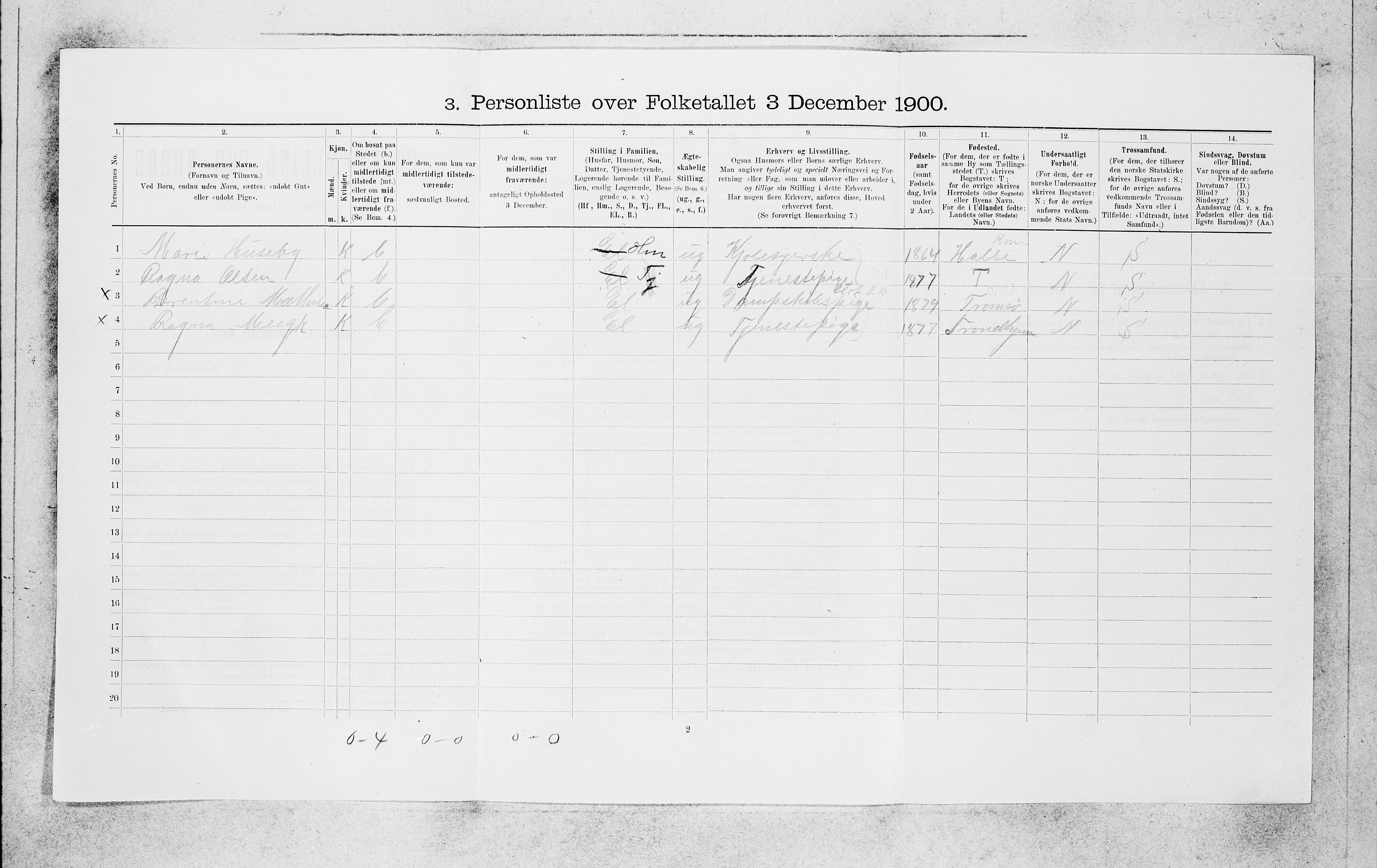 SAB, 1900 census for Bergen, 1900, p. 2835