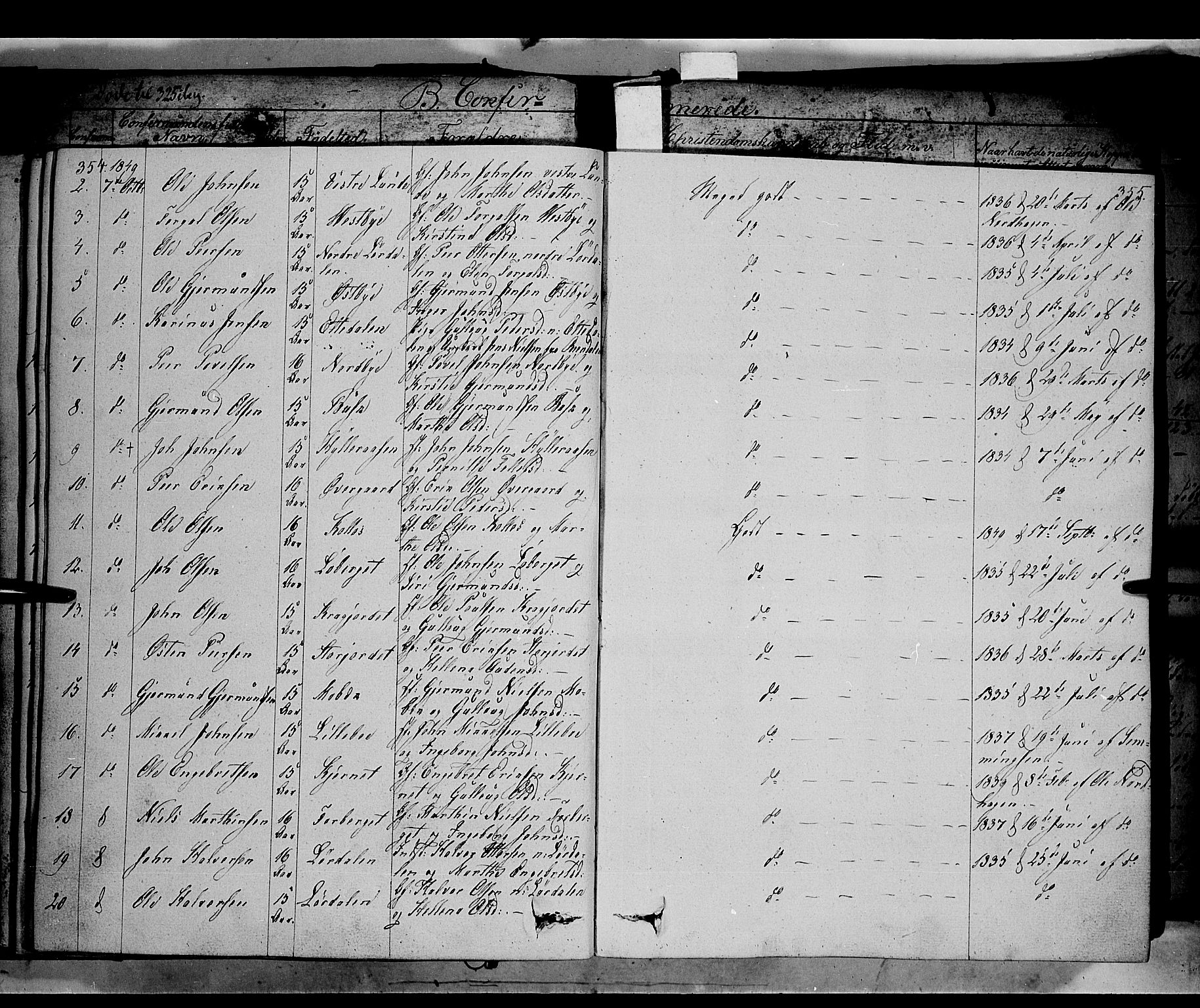 Trysil prestekontor, AV/SAH-PREST-046/H/Ha/Haa/L0004: Parish register (official) no. 4 /1, 1842-1850, p. 354-355