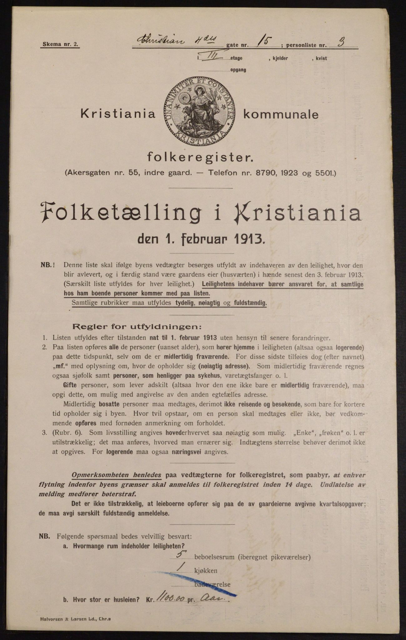 OBA, Municipal Census 1913 for Kristiania, 1913, p. 53933