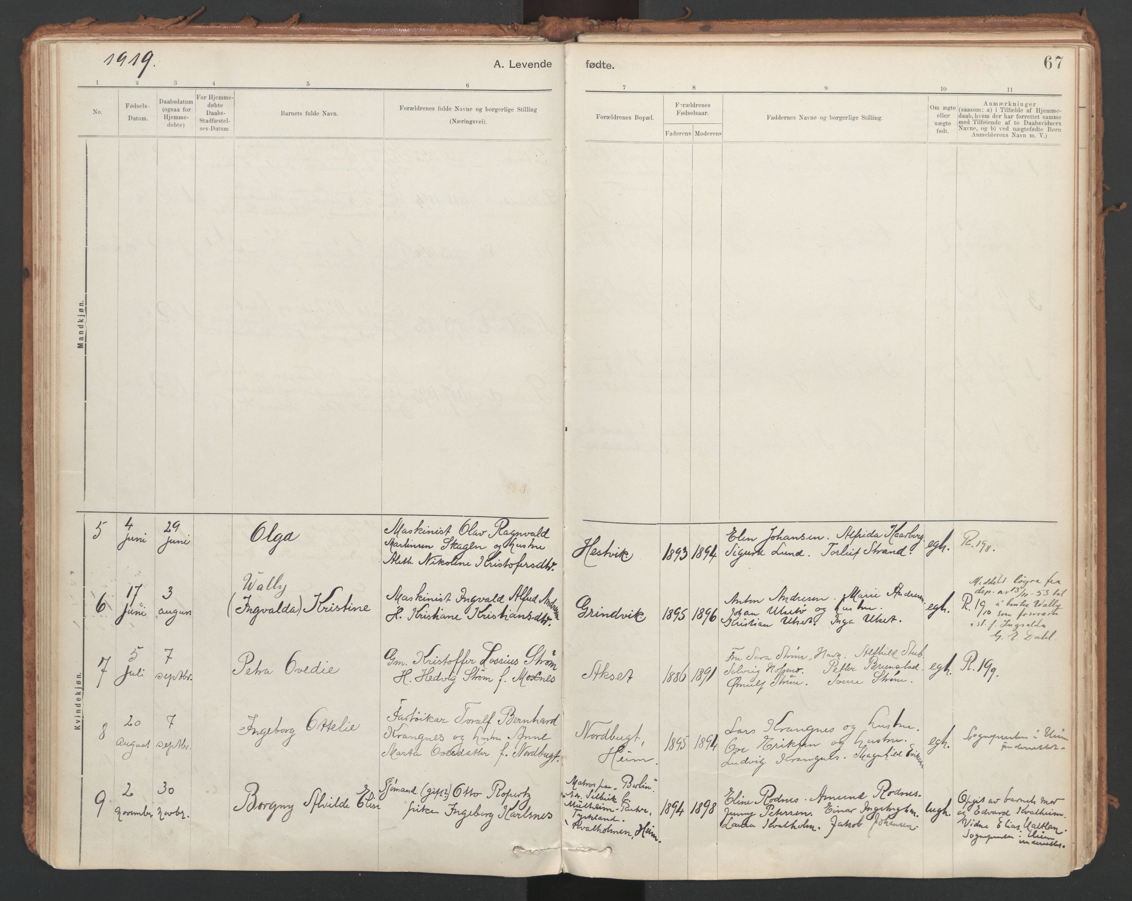 Ministerialprotokoller, klokkerbøker og fødselsregistre - Sør-Trøndelag, SAT/A-1456/639/L0572: Parish register (official) no. 639A01, 1890-1920, p. 67