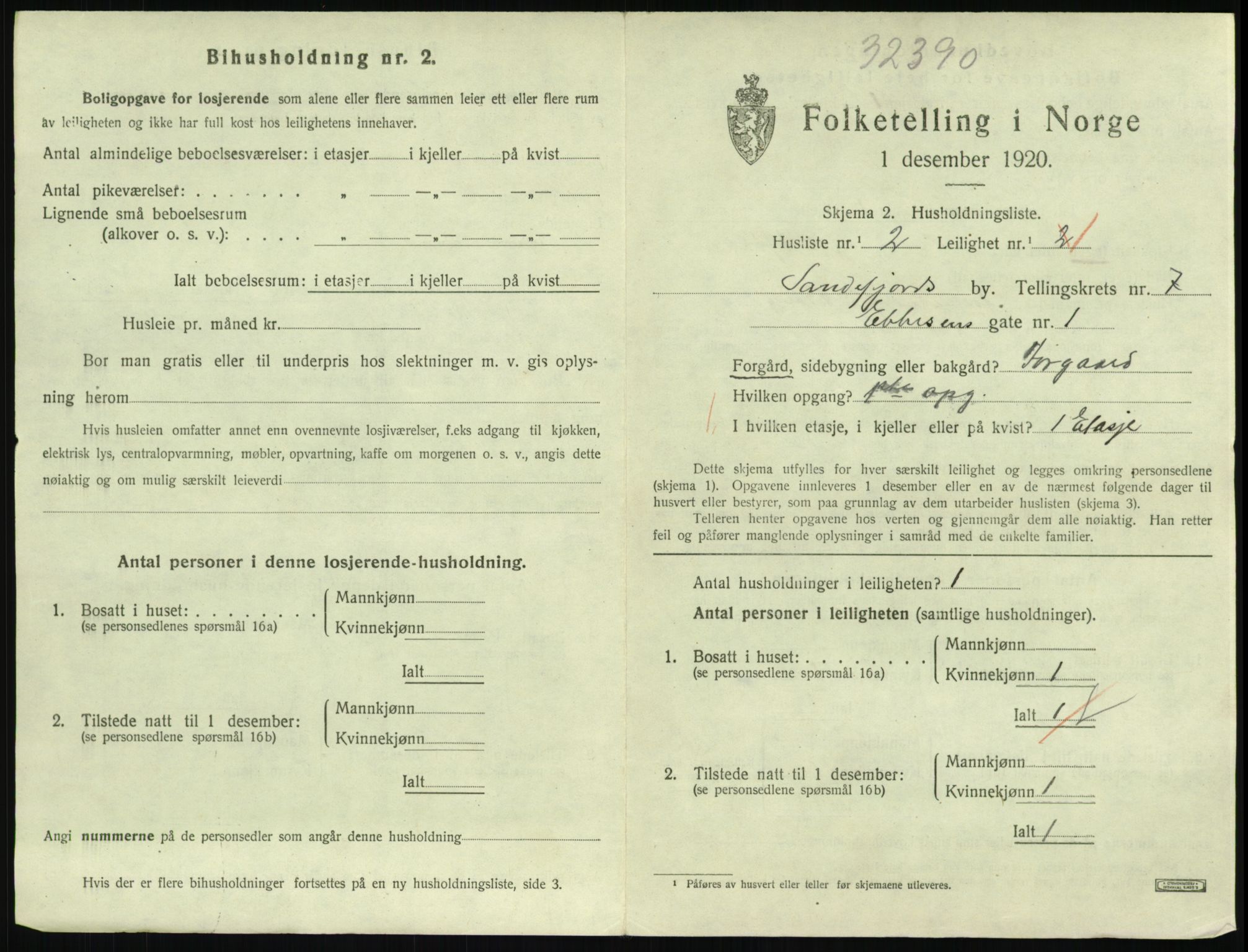 SAKO, 1920 census for Sandefjord, 1920, p. 2874