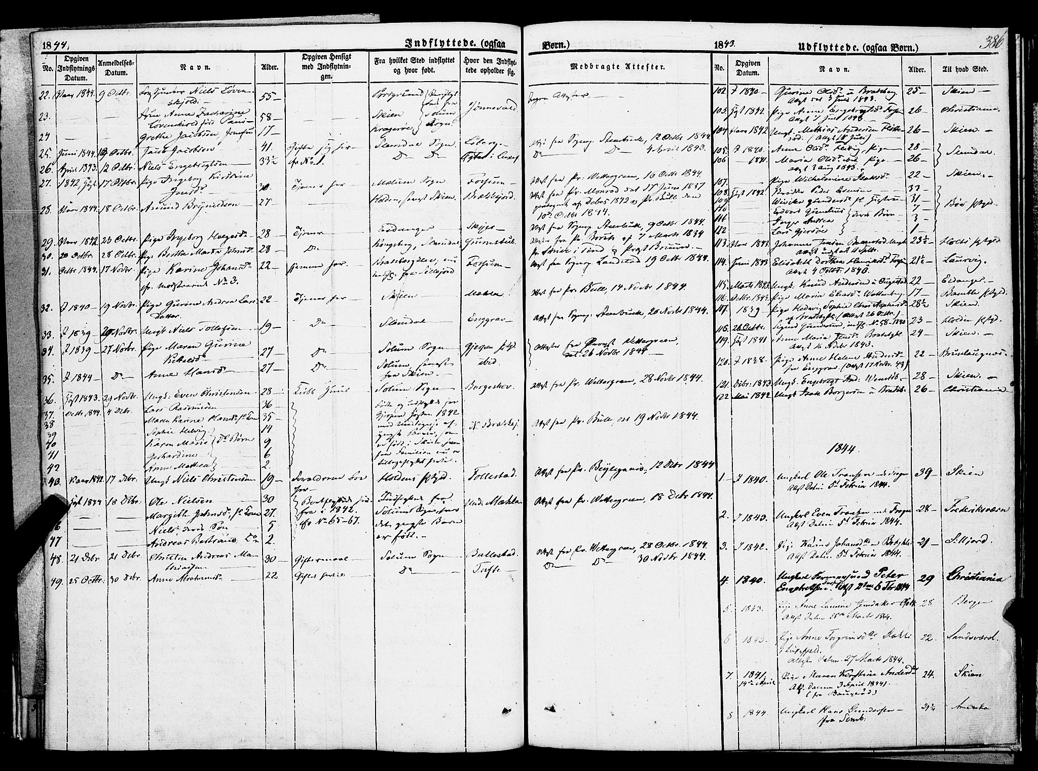 Gjerpen kirkebøker, SAKO/A-265/F/Fa/L0007b: Parish register (official) no. I 7B, 1834-1857, p. 386
