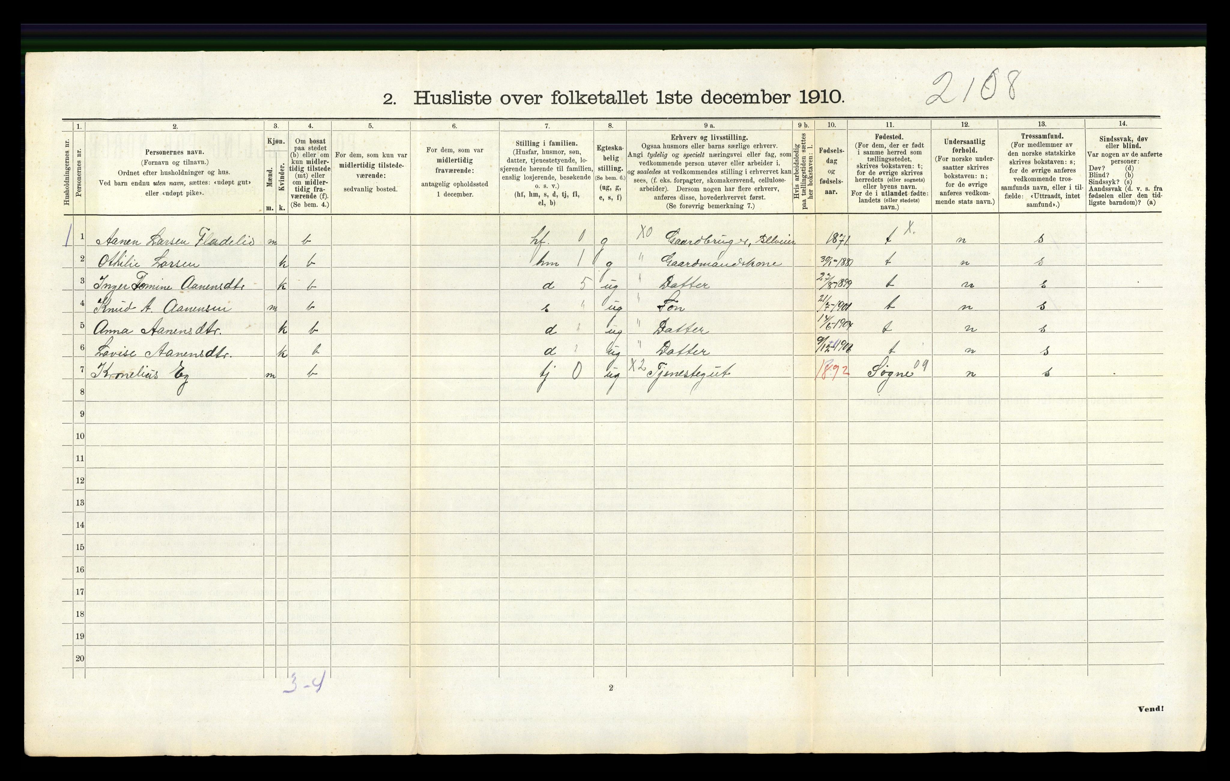 RA, 1910 census for Øyslebø, 1910, p. 251