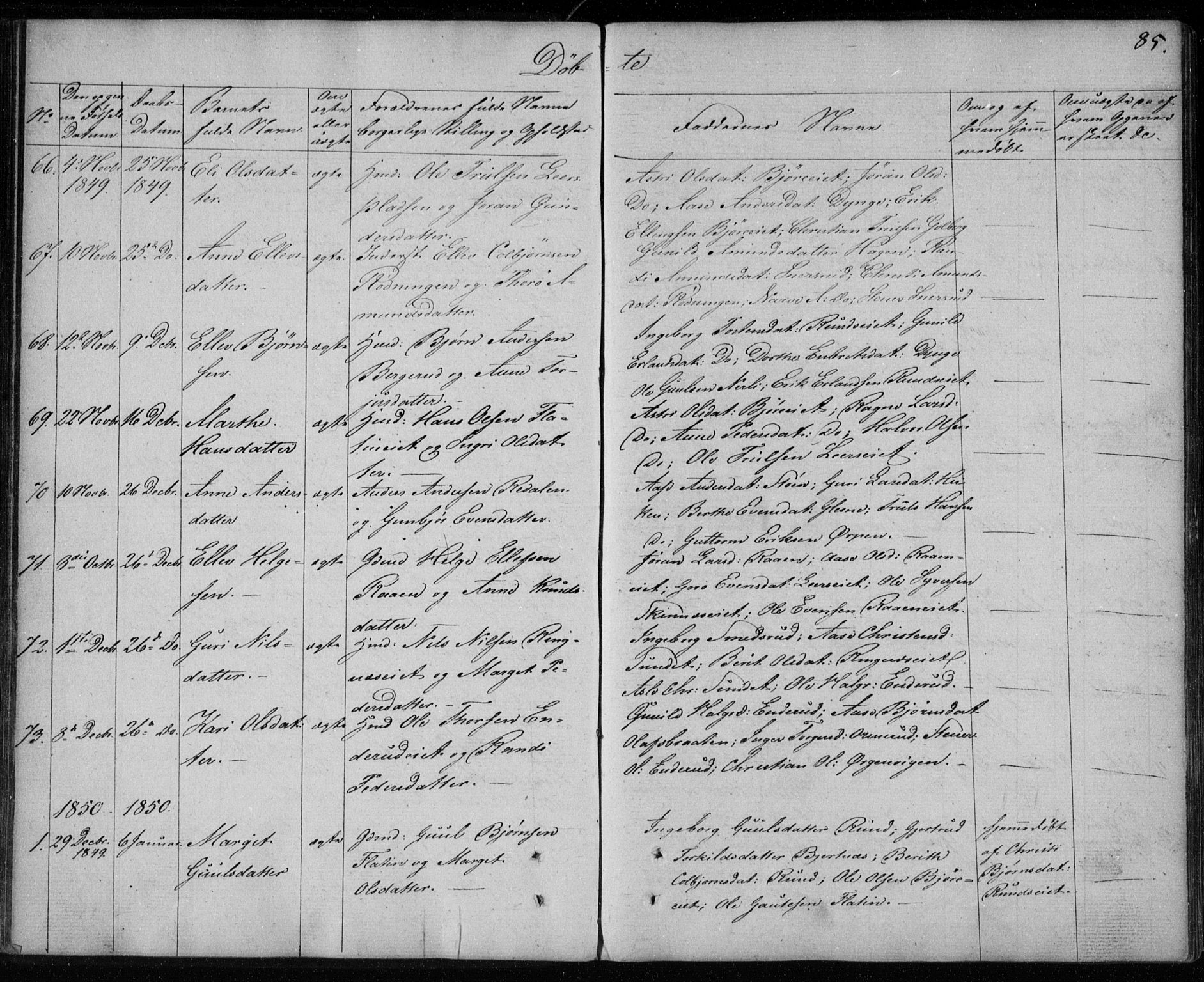 Krødsherad kirkebøker, SAKO/A-19/F/Fa/L0002: Parish register (official) no. 2, 1829-1851, p. 85