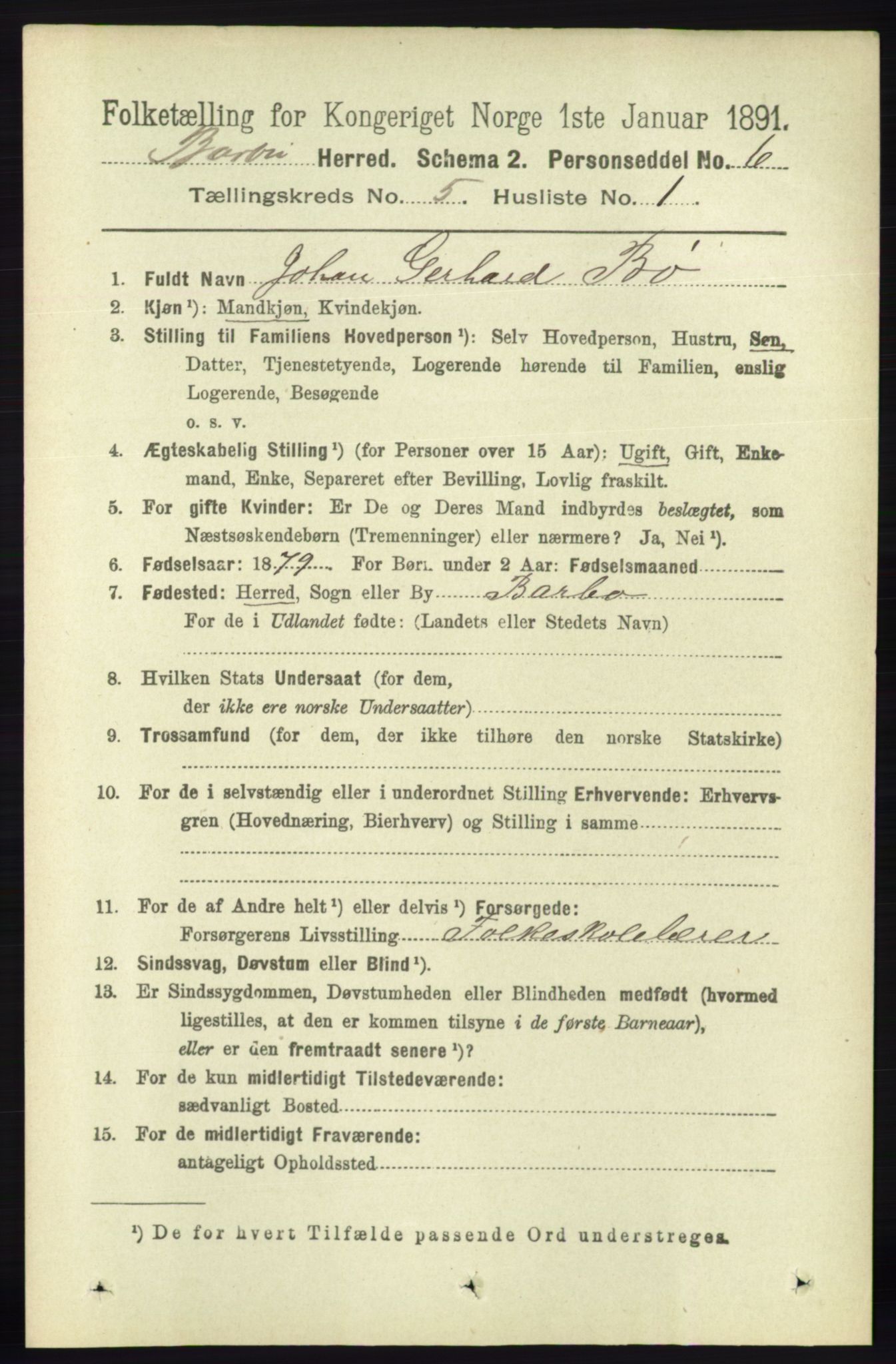 RA, 1891 census for 0990 Barbu, 1891, p. 3550