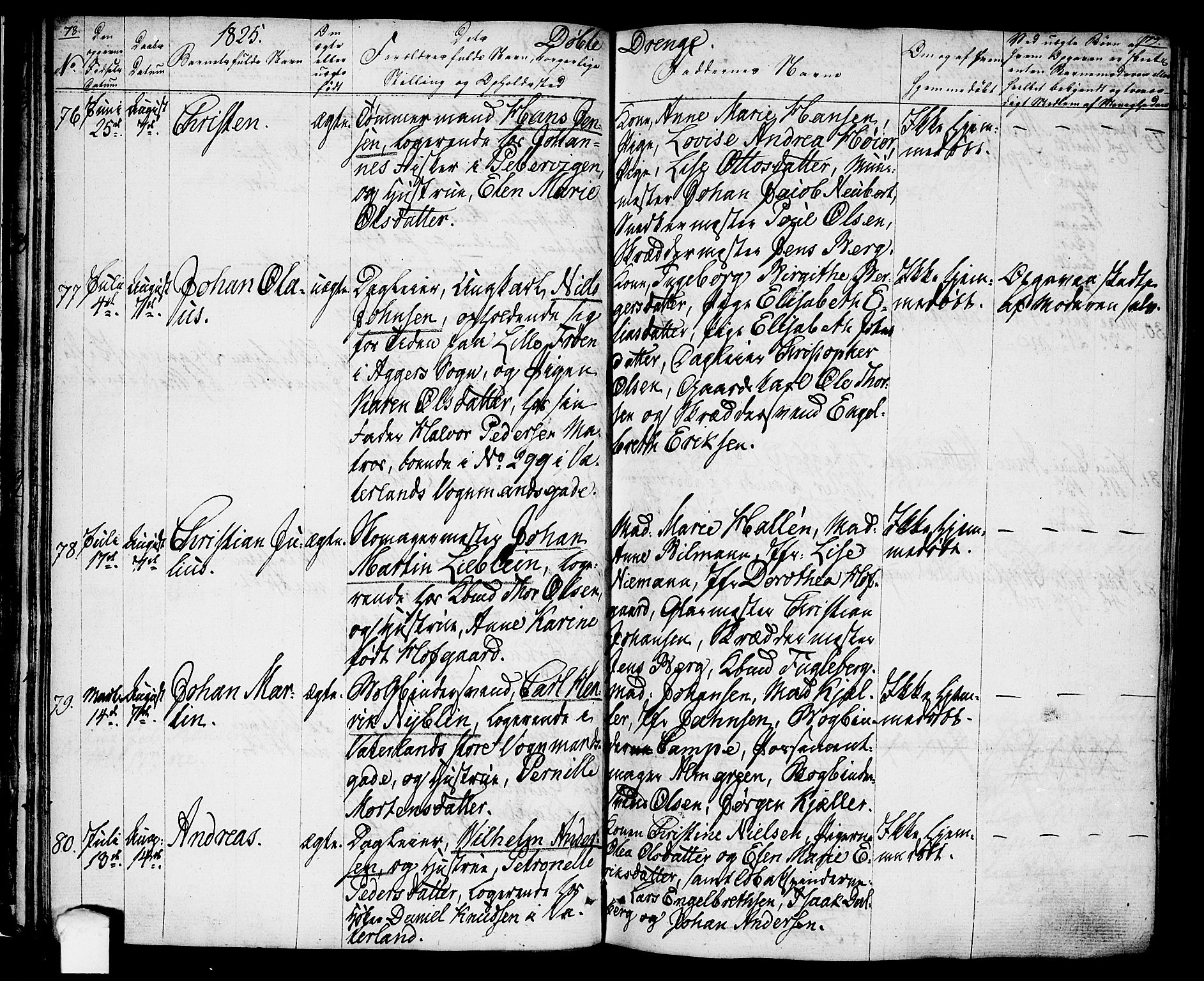 Oslo domkirke Kirkebøker, SAO/A-10752/F/Fa/L0010: Parish register (official) no. 10, 1824-1830, p. 78-79