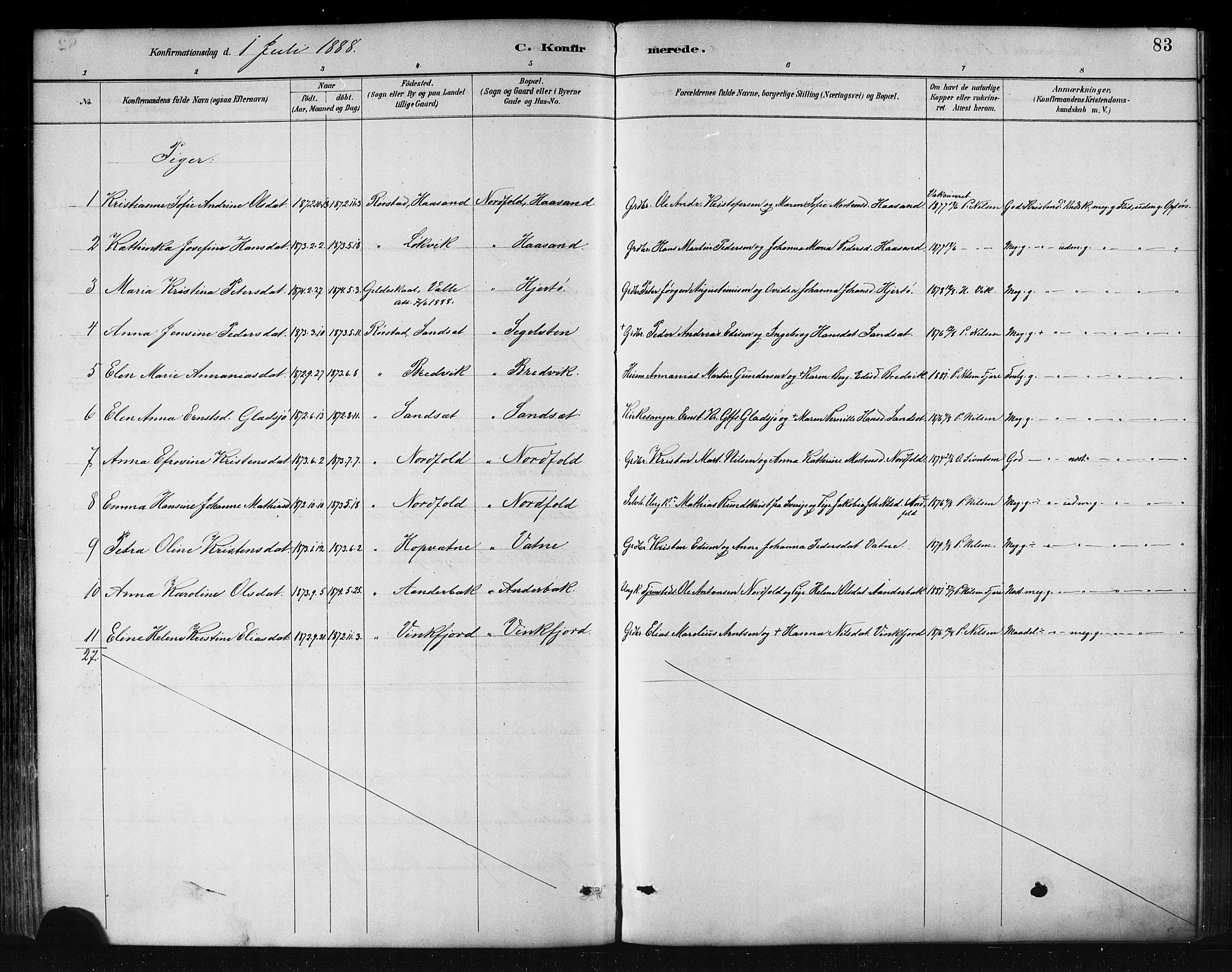 Ministerialprotokoller, klokkerbøker og fødselsregistre - Nordland, AV/SAT-A-1459/858/L0831: Parish register (official) no. 858A01, 1884-1902, p. 83